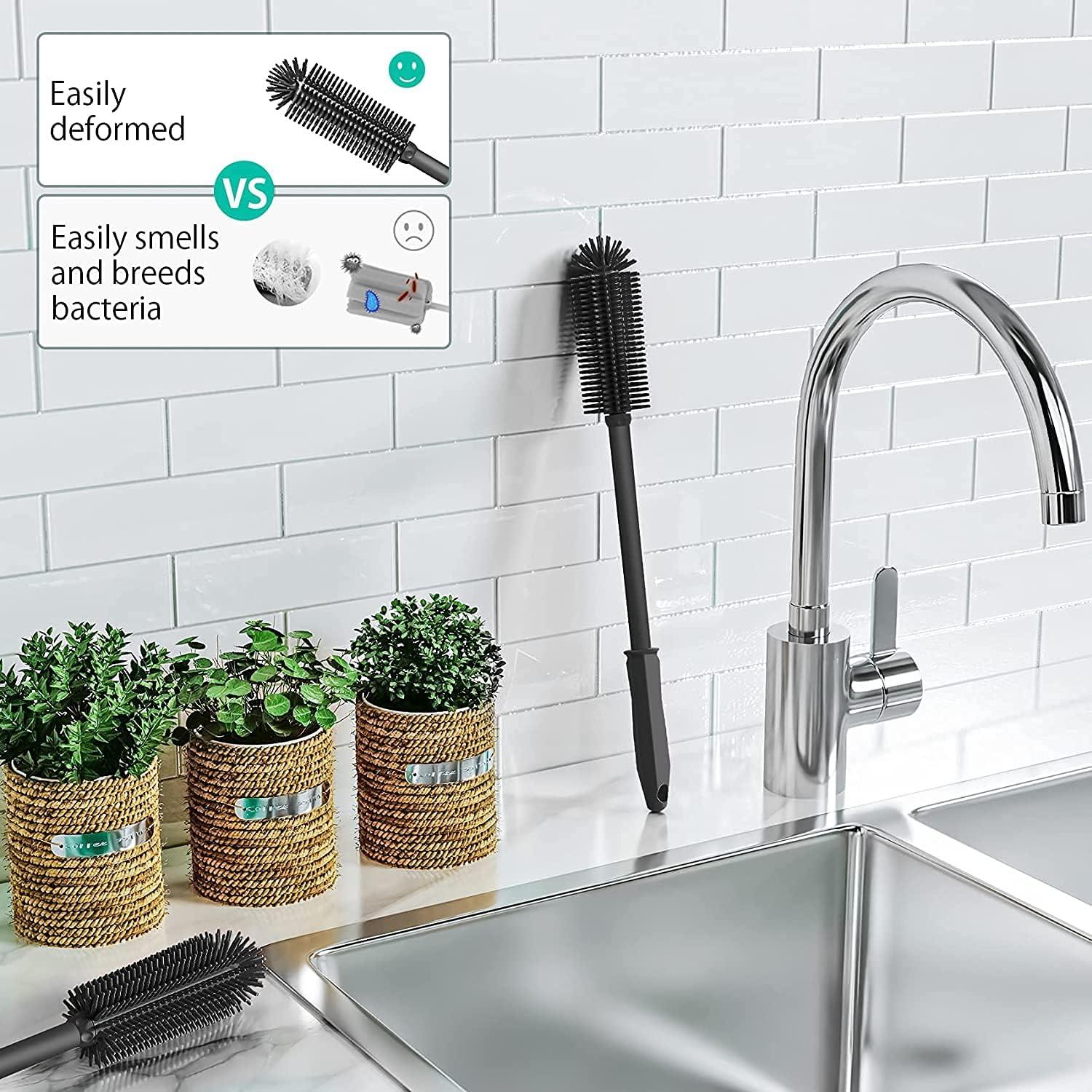 Cepillo Limpiador de Botellas de Silicona SUPPHOUS 2 Piezas