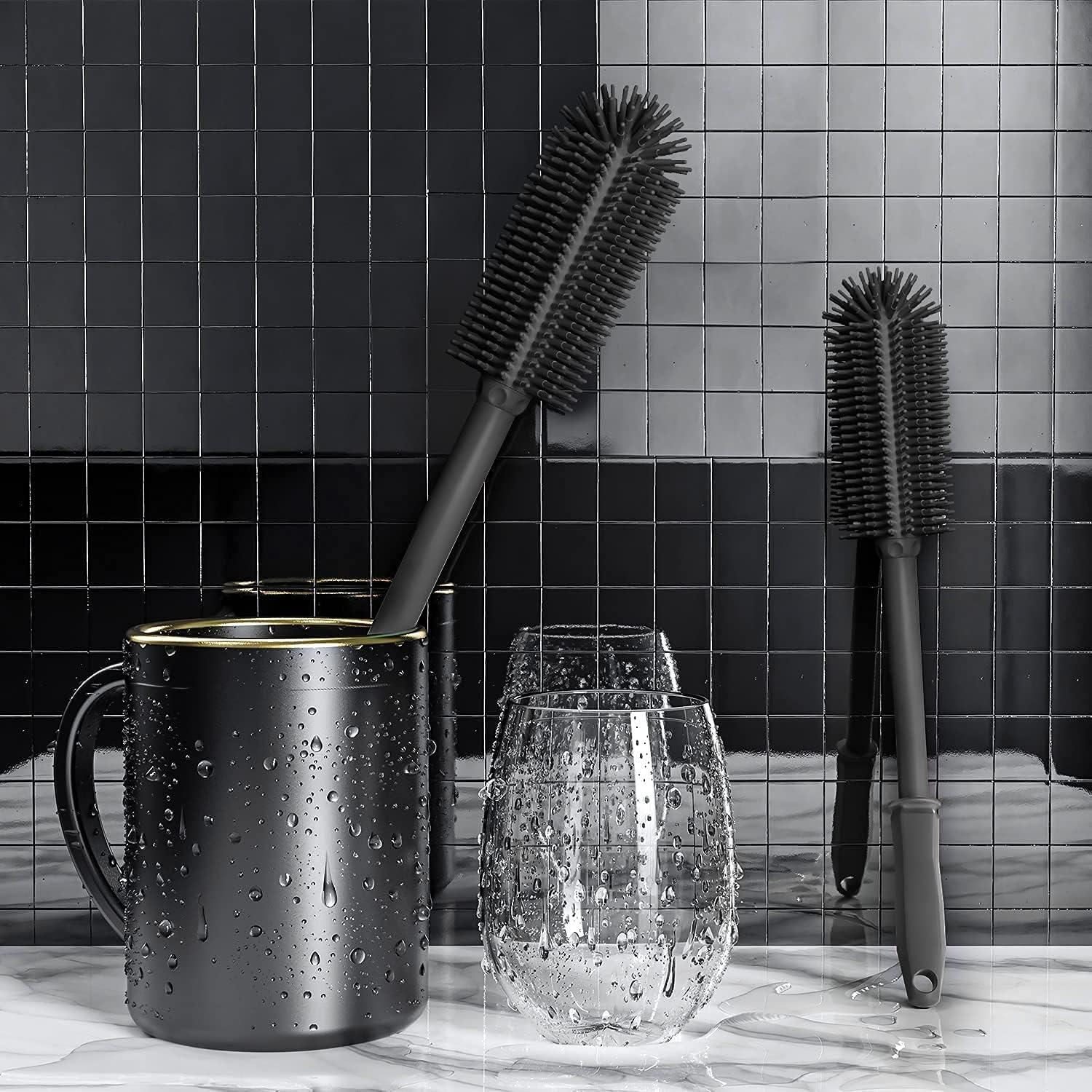 Cepillo Limpiador de Botellas de Silicona SUPPHOUS 2 Piezas