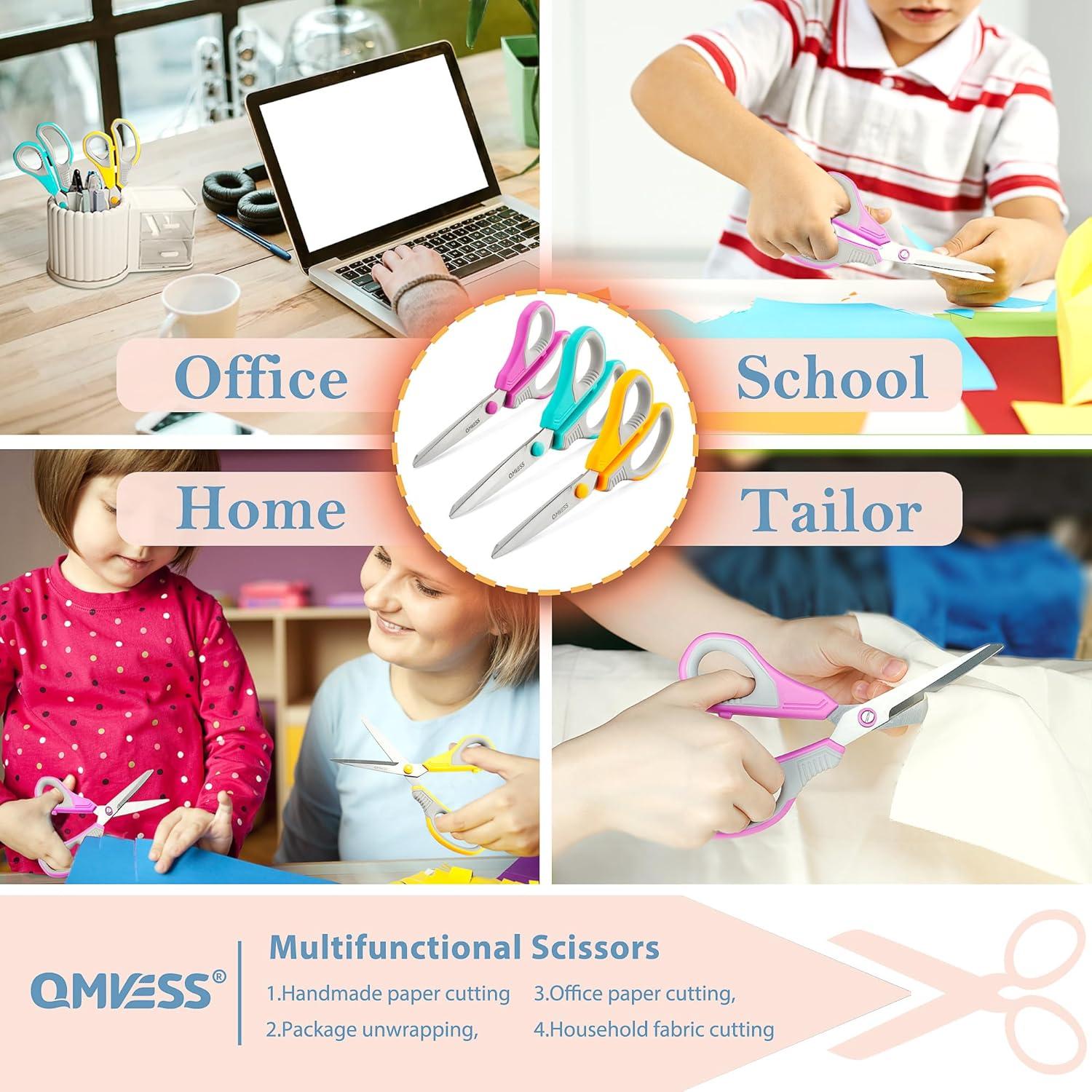 Tijeras Multiusos QMVESS 21.6 cm Paquete de 3 Afiladas