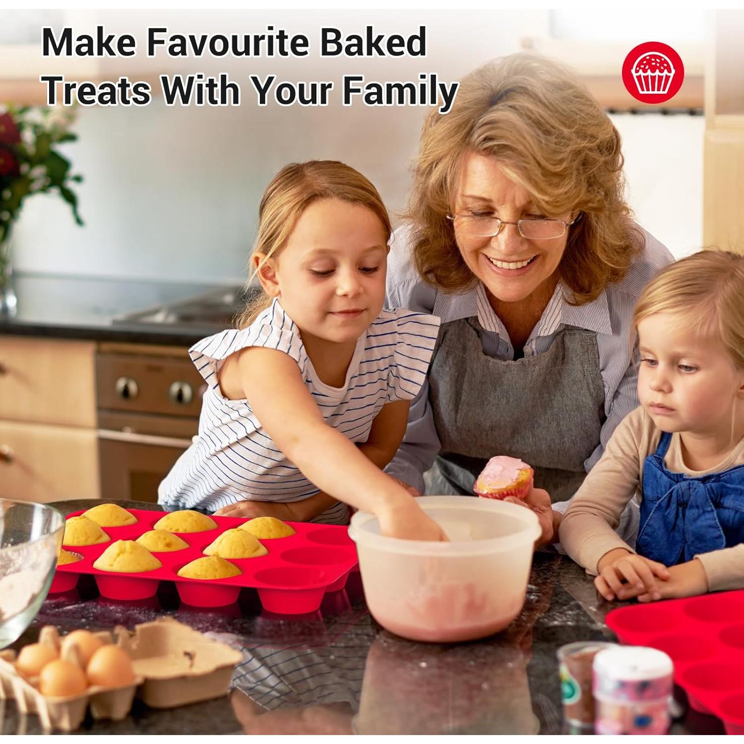 Molde de Silicona para Muffins Redfly 12 Tazas Regular Libre BPA