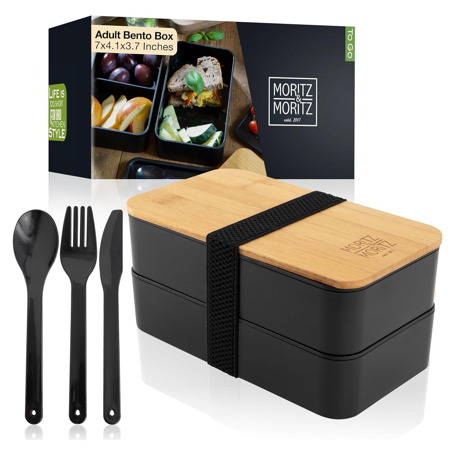 Caja Bento Moritz & Moritz Negra 1360 ml - Apta Microondas y Lavavajillas