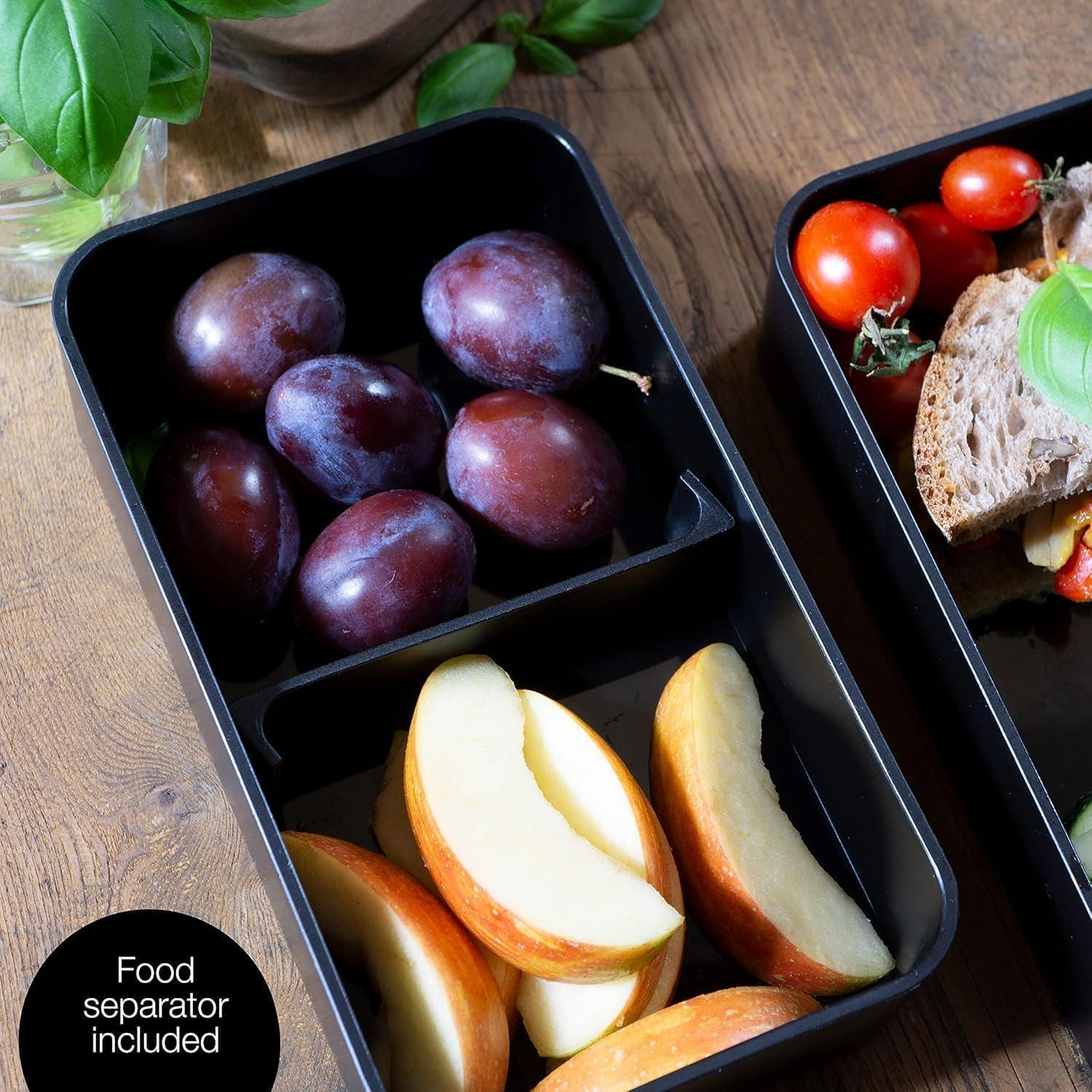 Caja Bento Moritz & Moritz Negra 1360 ml - Apta Microondas y Lavavajillas