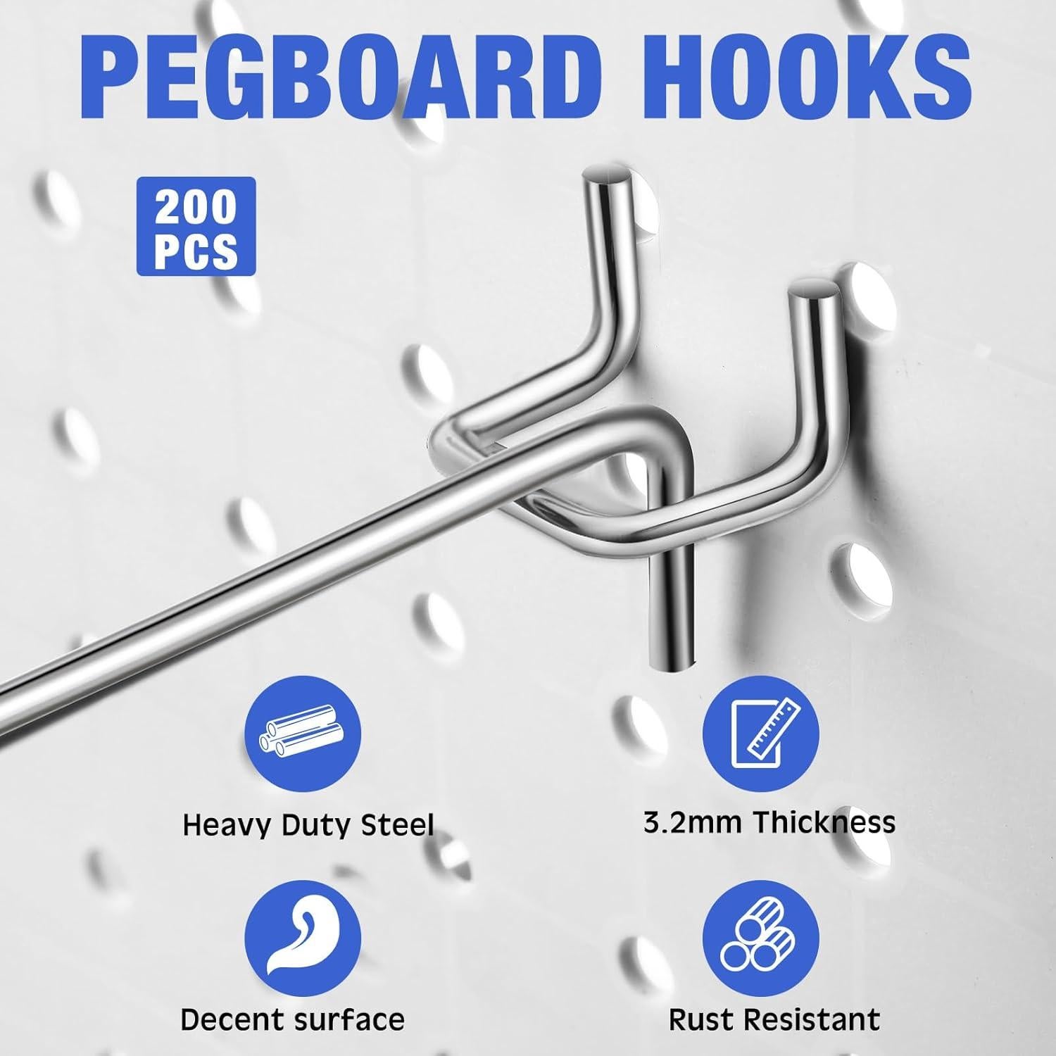 Ganchos para Tablero de Clavos Tatuo 200 Pcs Metal 5 cm