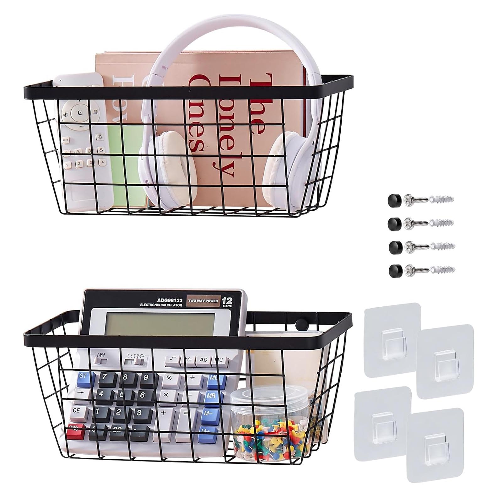 Juego de 2 Cestas Negras LIGHT DUST para Montaje en Pared