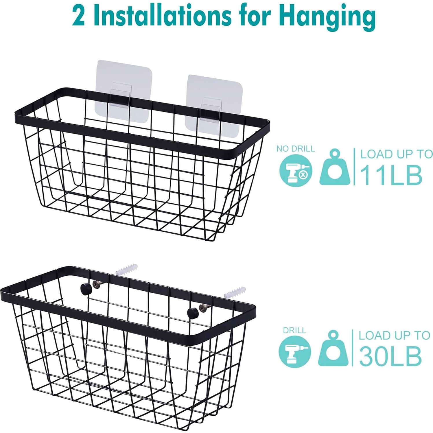 Juego de 2 Cestas Negras LIGHT DUST para Montaje en Pared