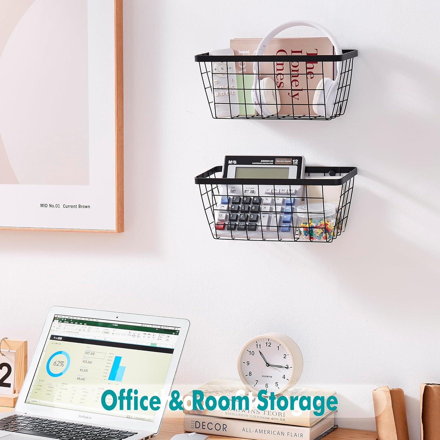 Juego de 2 Cestas Negras LIGHT DUST para Montaje en Pared