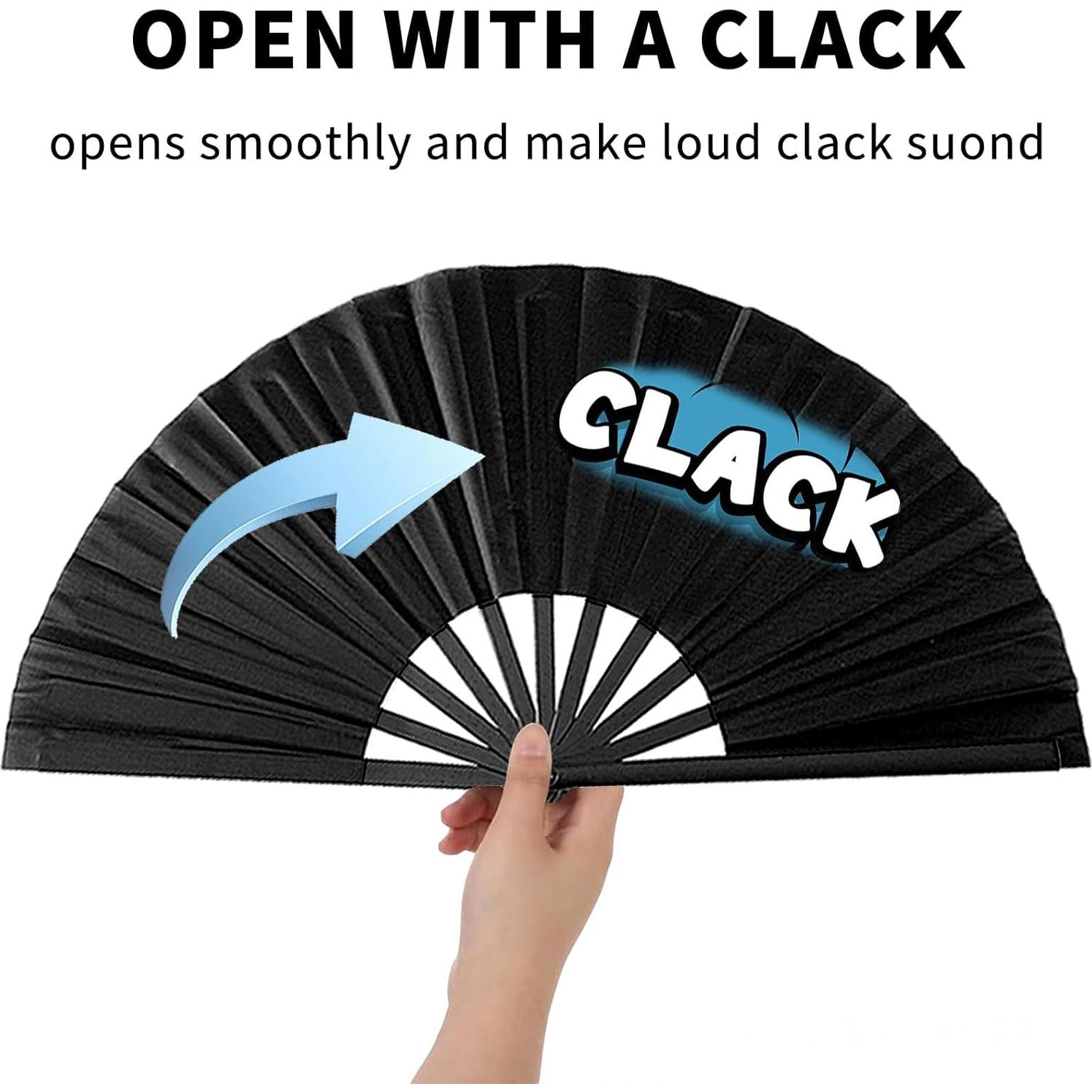 Ventilador Plegable de Mano Oncpcare para Danza y Tai Chi Negro