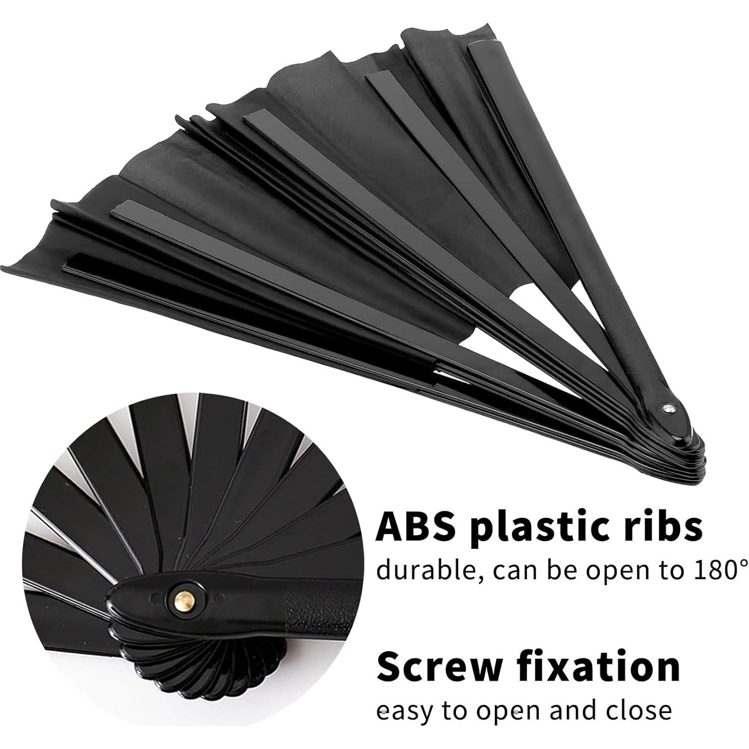 Ventilador Plegable de Mano Oncpcare para Danza y Tai Chi Negro