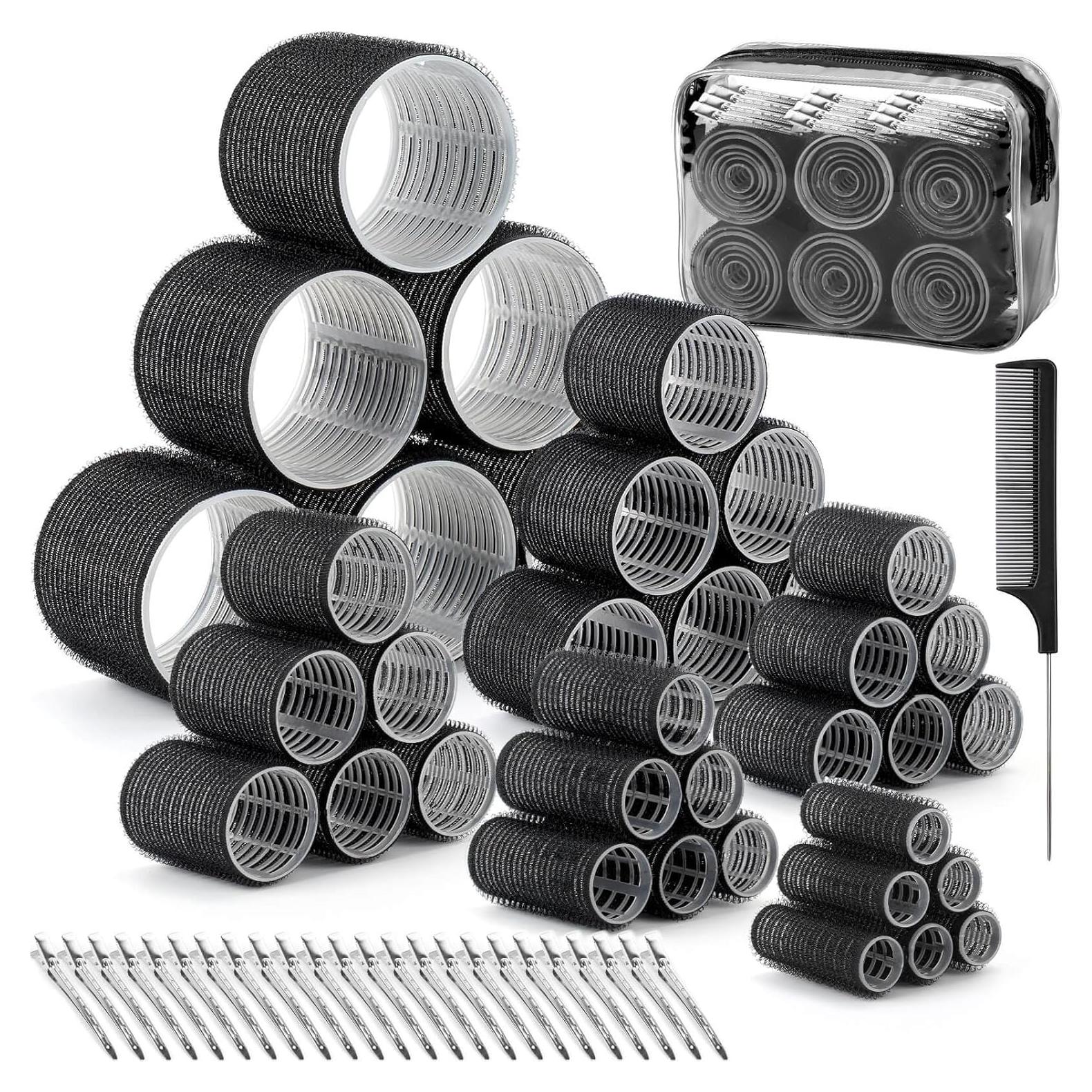 Rulos para Cabello Tetutor 62 Pcs 6 Tamaños con Clips y Bolsa