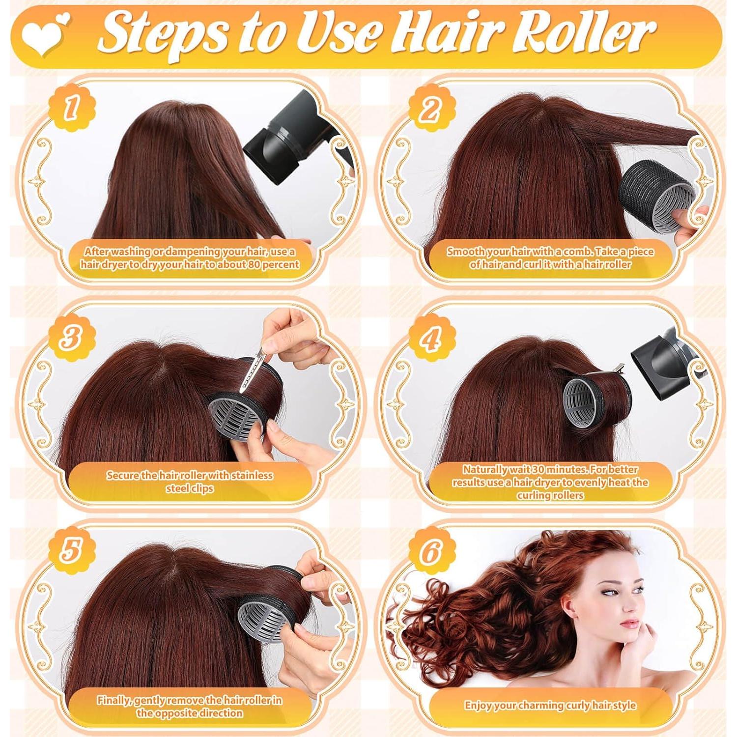Rulos para Cabello Tetutor 62 Pcs 6 Tamaños con Clips y Bolsa