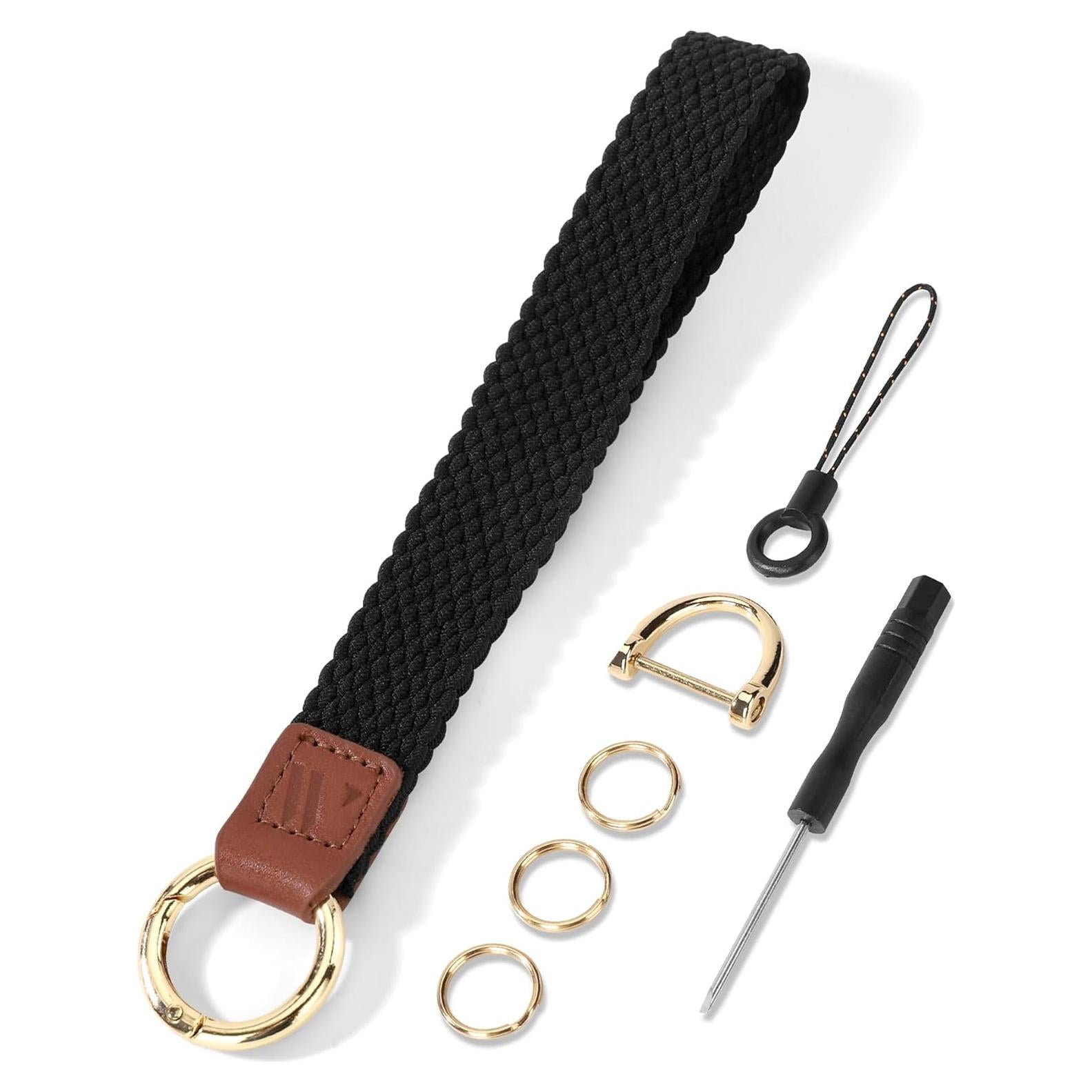 Llave de Muñeca WEESMILE Negra, Llavero Elástico de Nylon