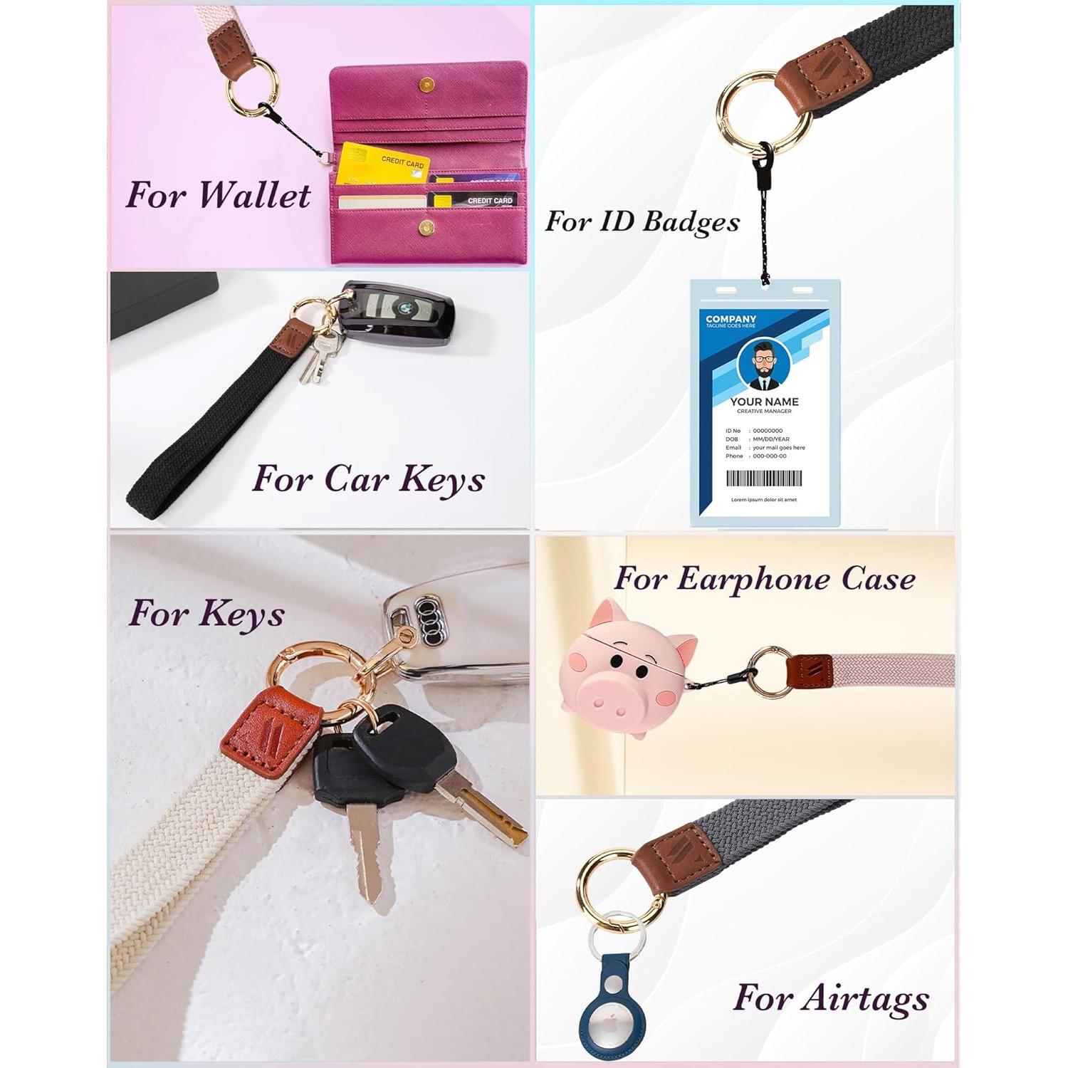 Llave de Muñeca WEESMILE Negra, Llavero Elástico de Nylon