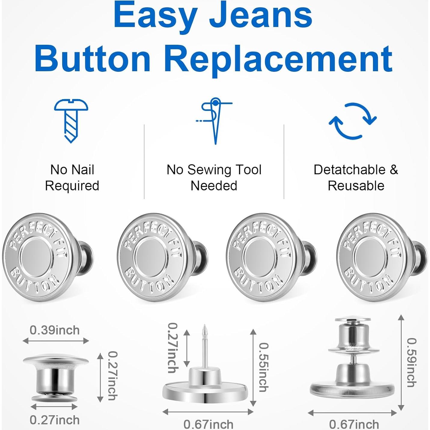 Botones Ajustables Ceryvop 12 Piezas Metalicos para Jeans