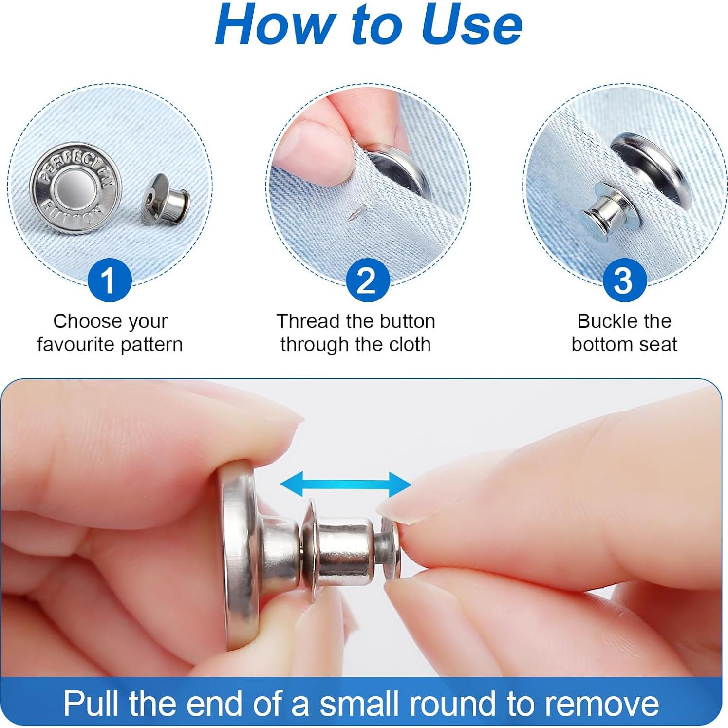 Botones Ajustables Ceryvop 12 Piezas Metalicos para Jeans