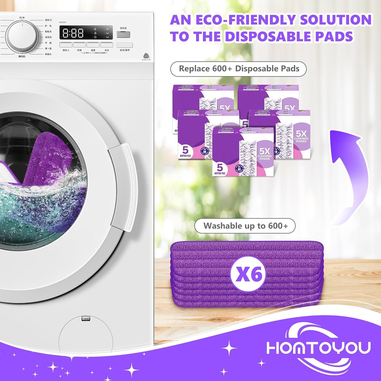 Almohadillas Reutilizables HOMTOYOU para Swiffer Power Mop - 6 Pzas