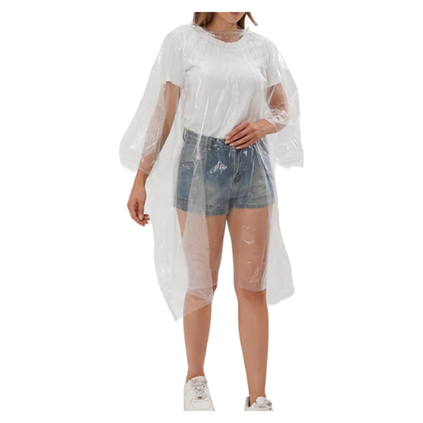 4 Ponchos de Lluvia Desechables Transparentes Impermeables