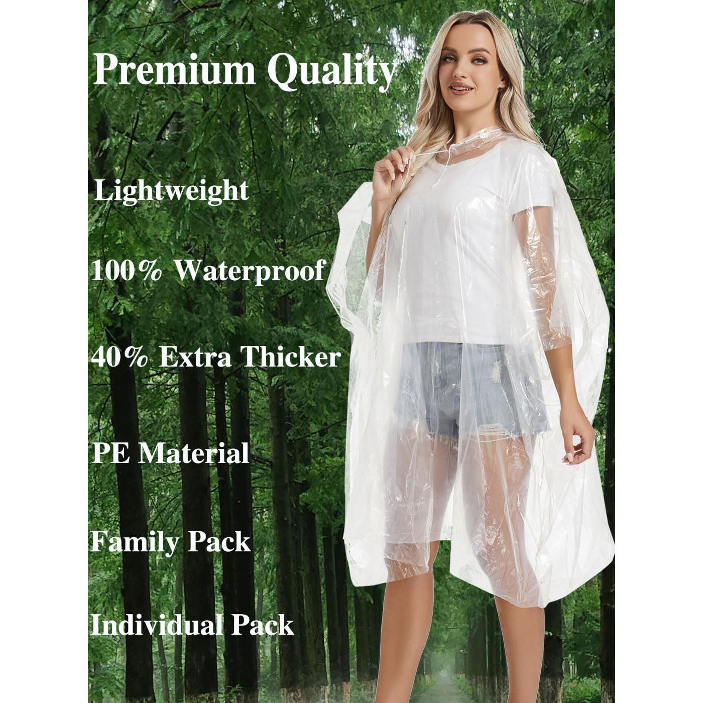 4 Ponchos de Lluvia Desechables Transparentes Impermeables