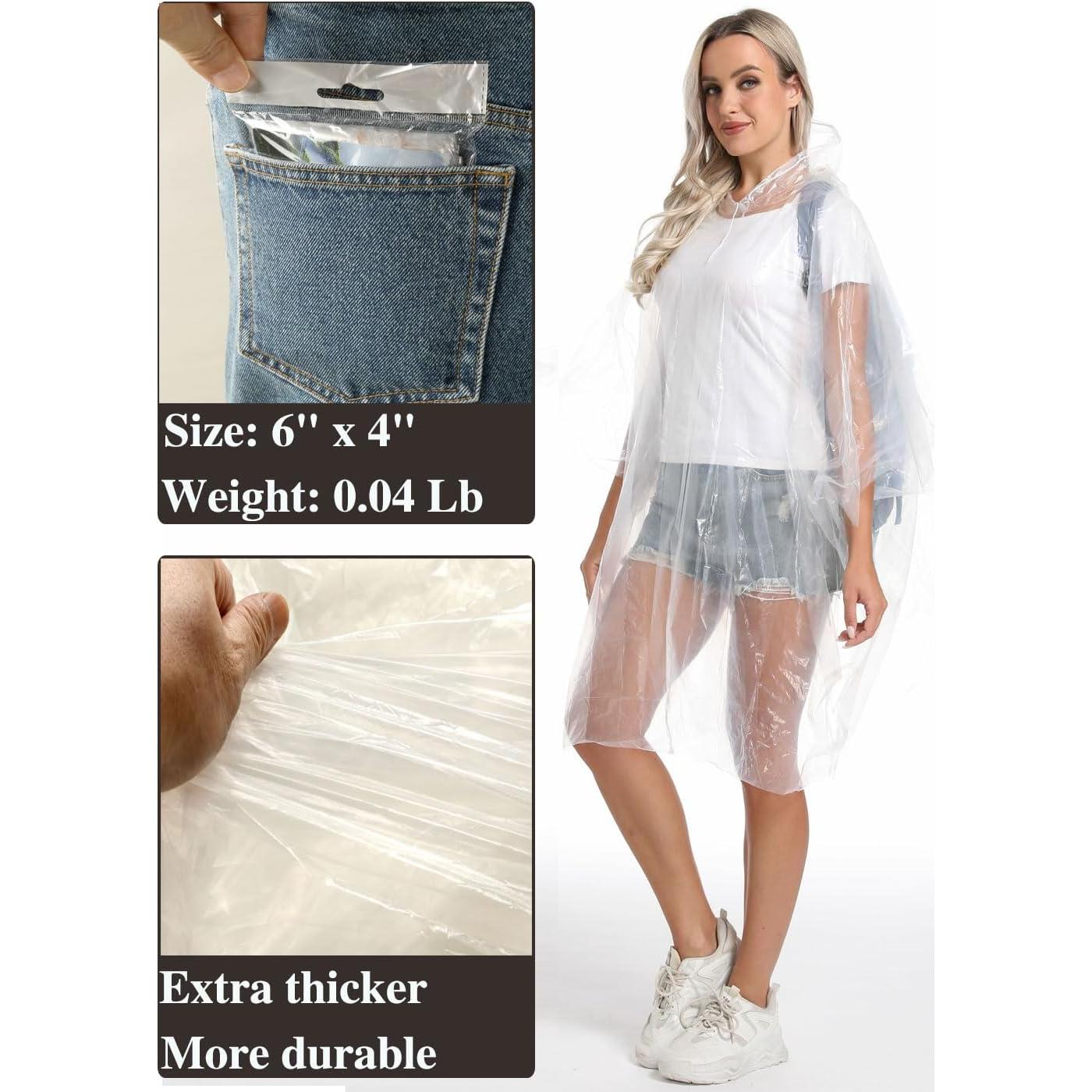 4 Ponchos de Lluvia Desechables Transparentes Impermeables