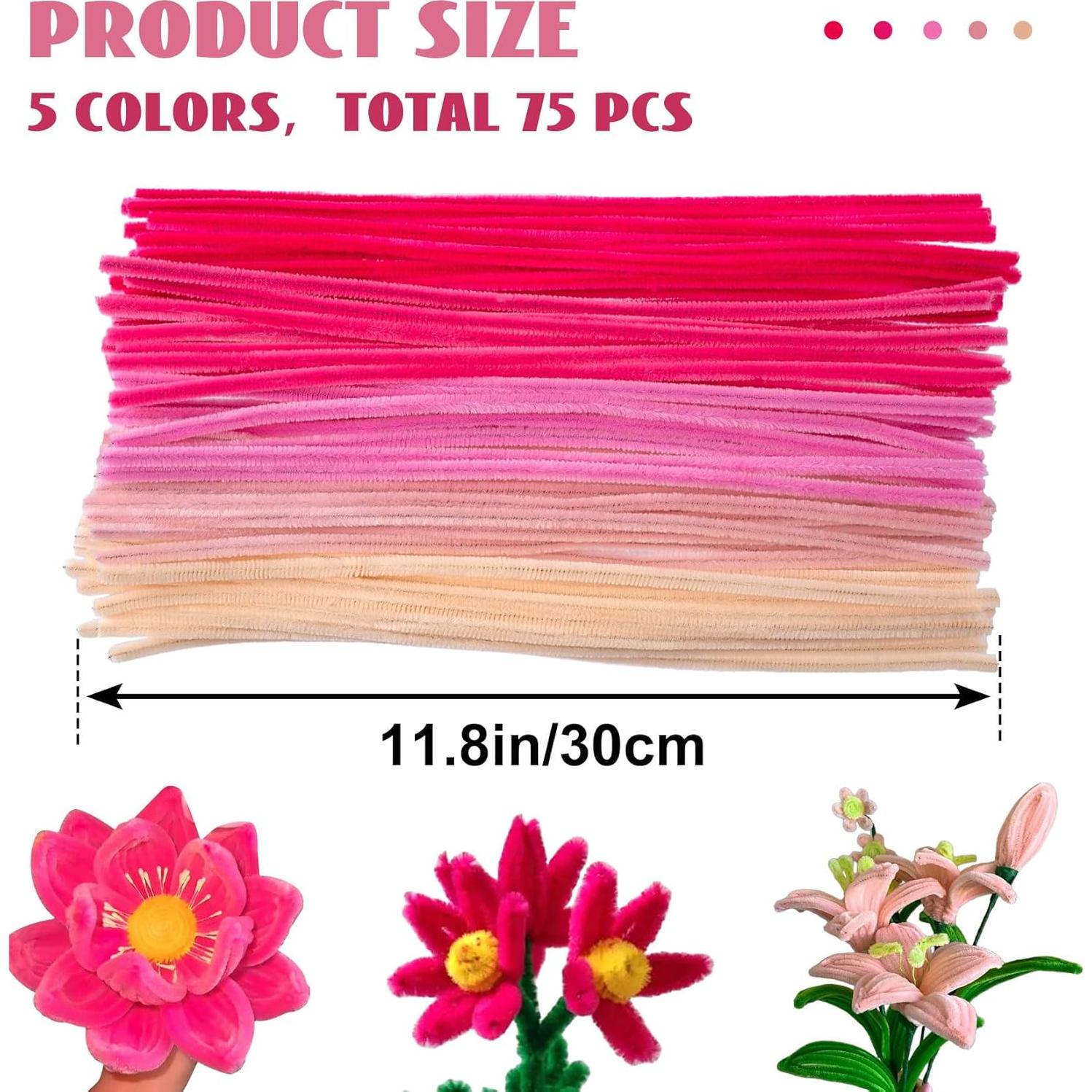 Juego de 75 Limpiadores de Tubos STSTR para Manualidades 30 cm