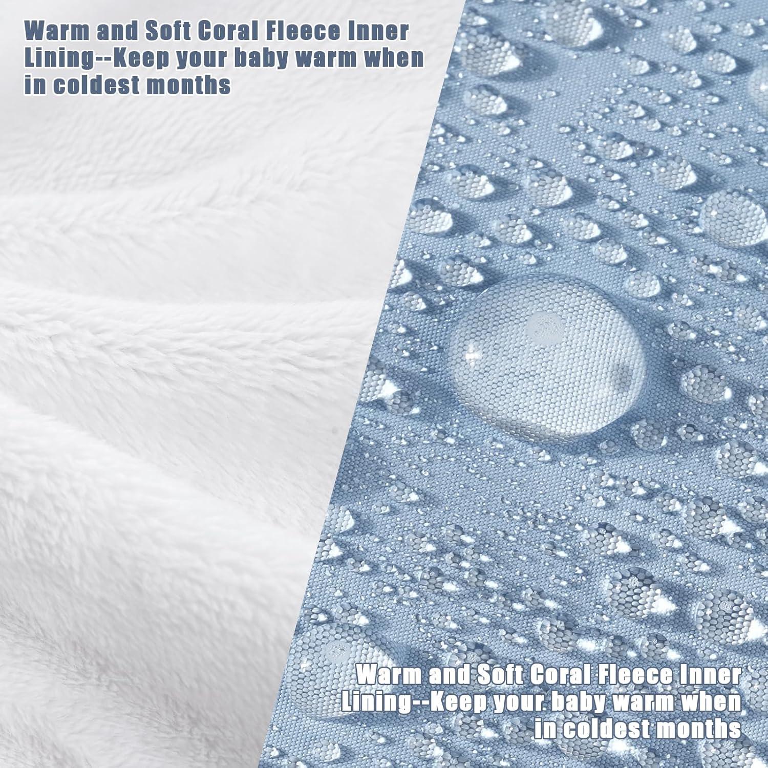 Saco de dormir para cochecito Yoofoss invierno azul 104 cm