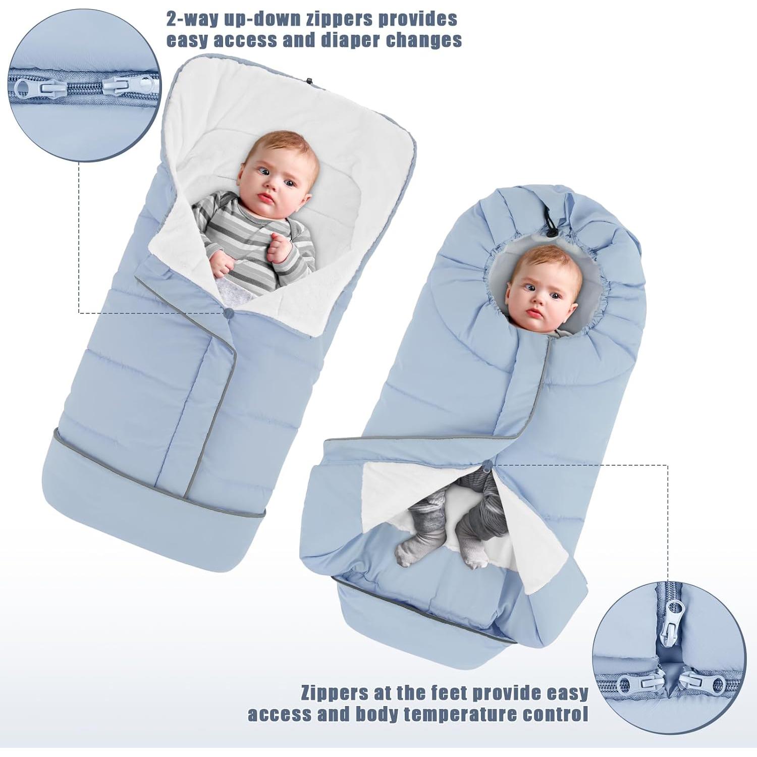 Saco de dormir para cochecito Yoofoss invierno azul 104 cm