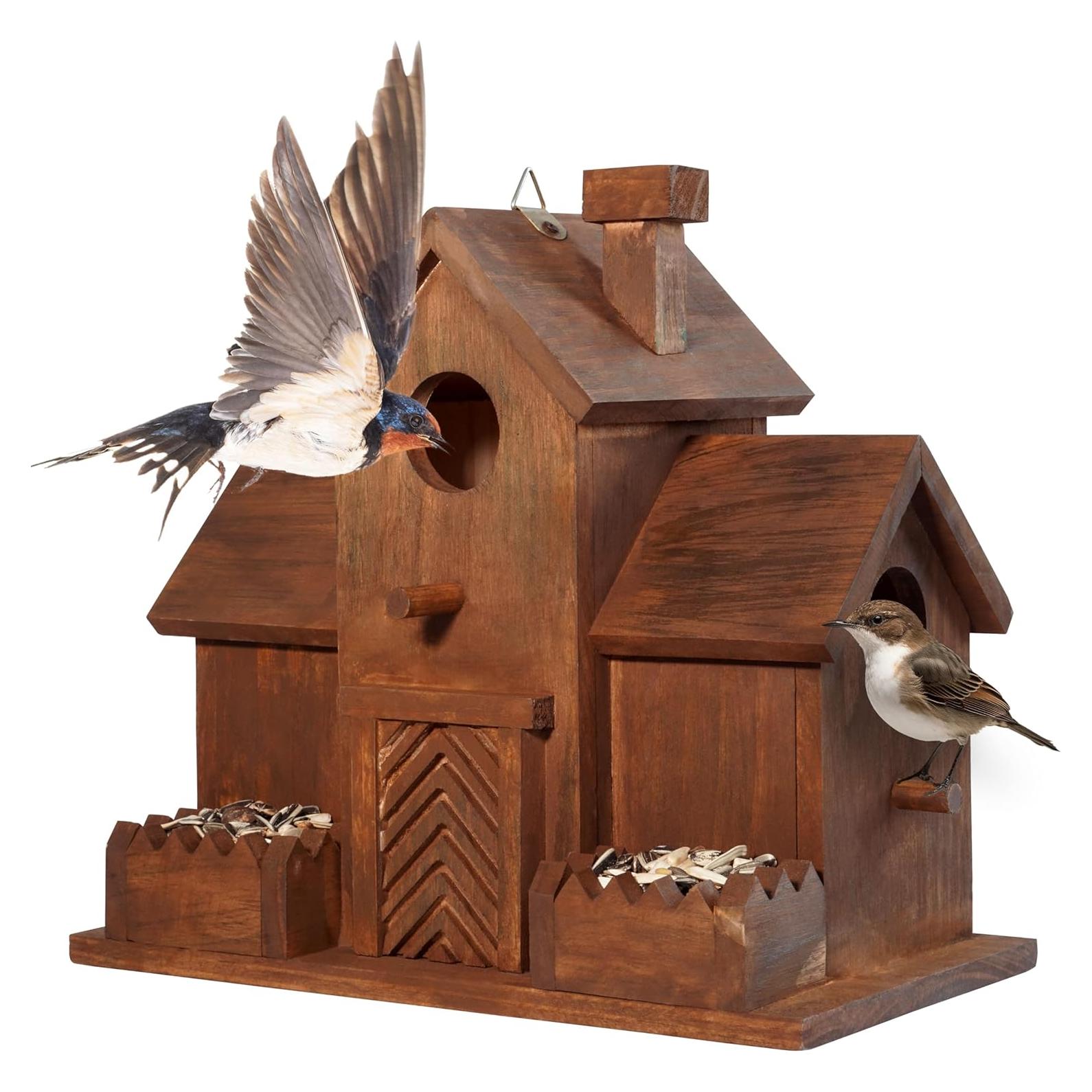 Casa para Aves MIXUMON de Madera con 3 Habitaciones y Comederos