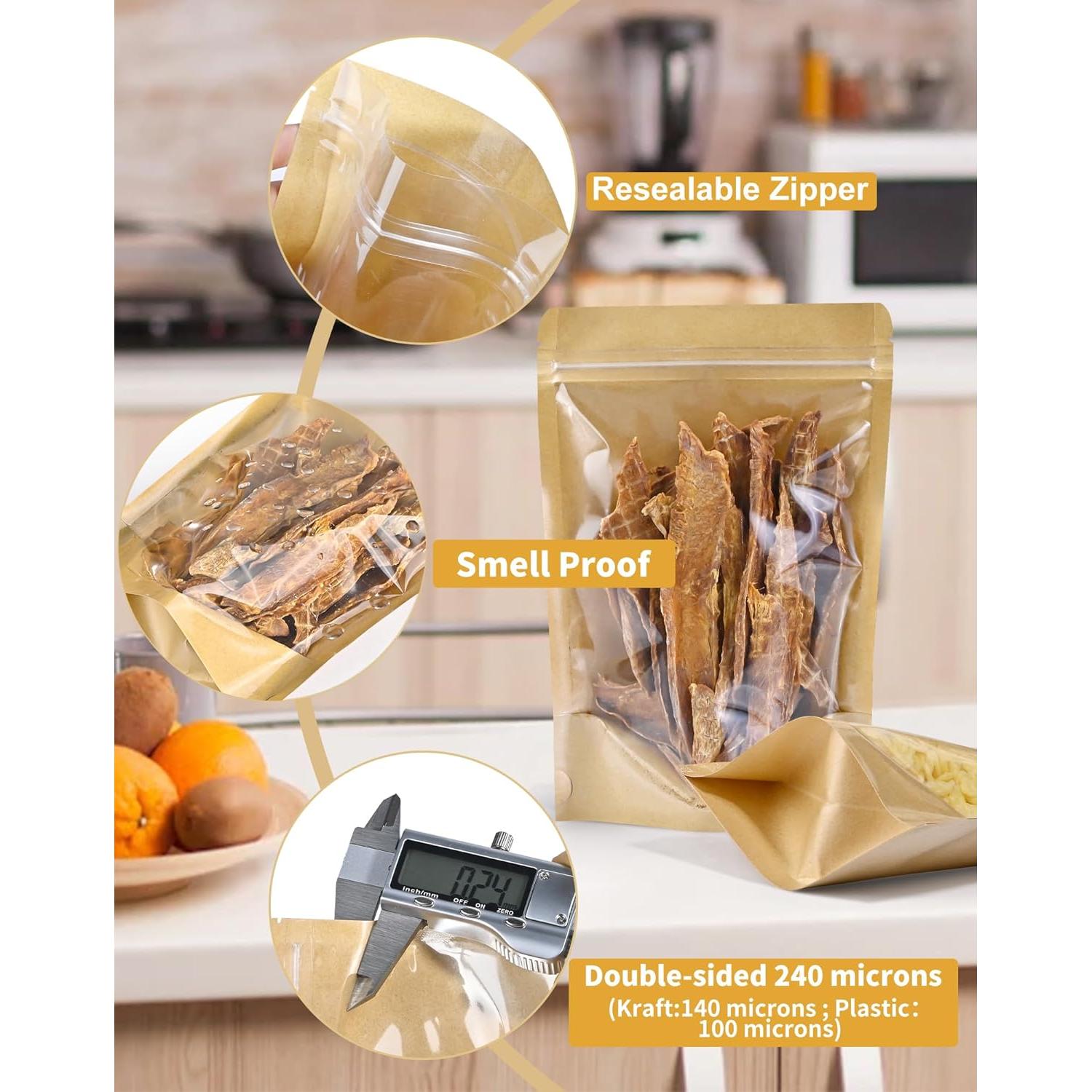 Bolsas de Pie Reutilizables FireKylin 100 Pcs 8.9x14 cm Kraft