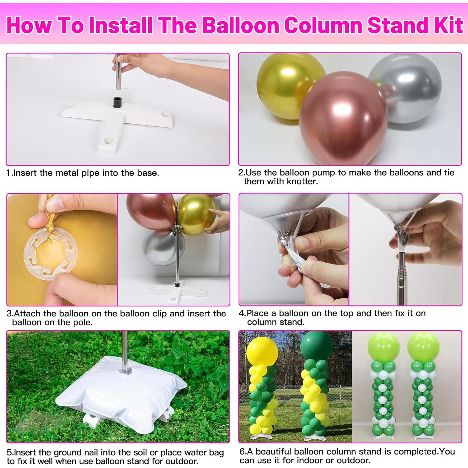 2 Juegos de Soporte de Columna de Globo Toosci 2.74m Ajustable