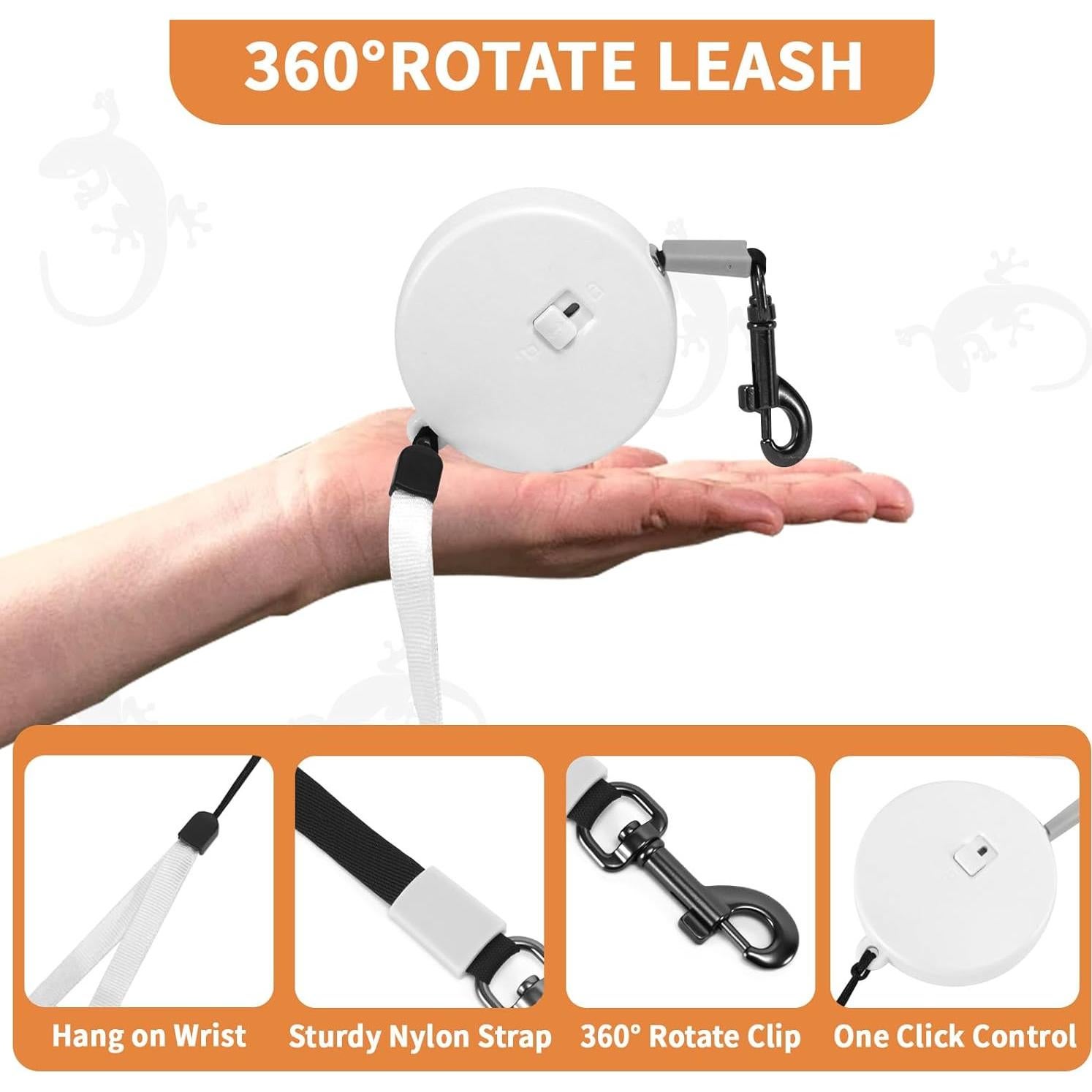 Juego de Arnés y Correa Retráctil VOXGET para Reptiles - Negro