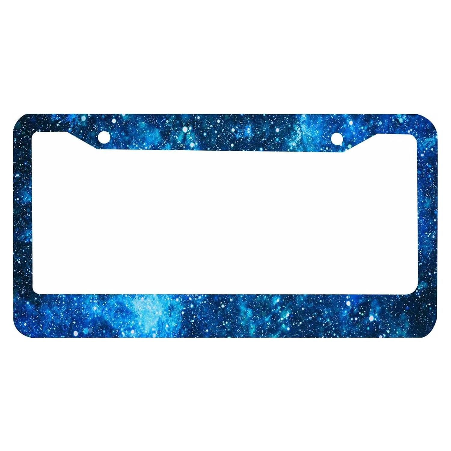 Marco de Placa de Licencia Aluminio Nicokee Galaxia Azul 31.3x16 cm