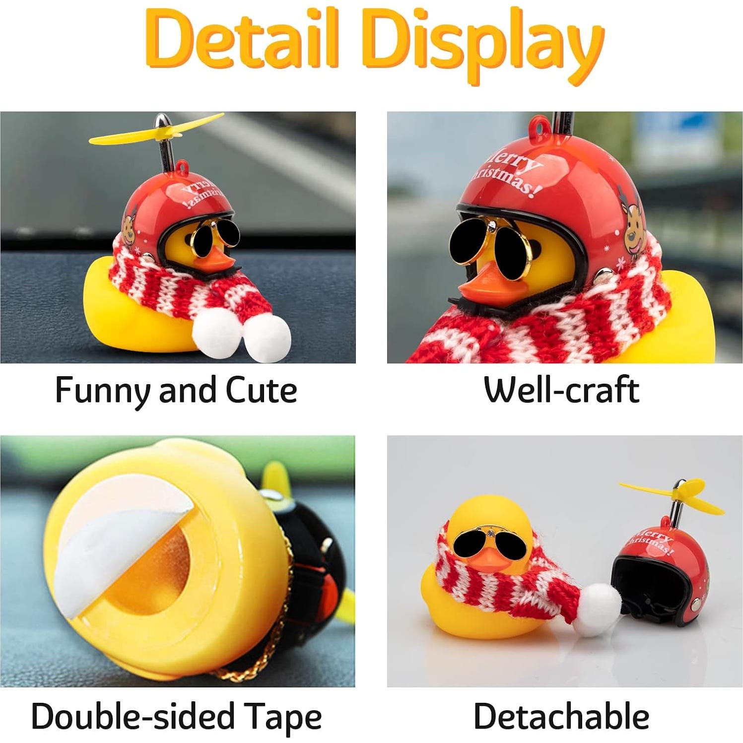 Ornamento de coche pato de goma Wonuu con casco y bufanda