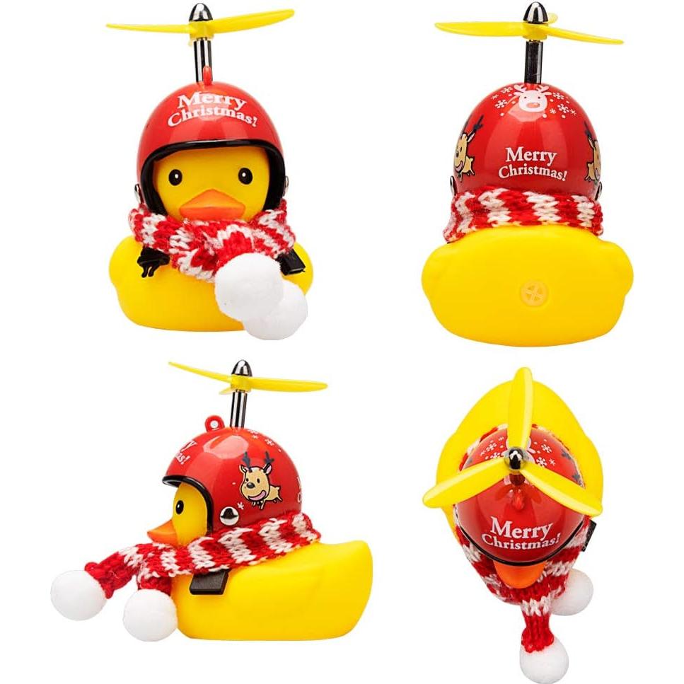 Ornamento de coche pato de goma Wonuu con casco y bufanda