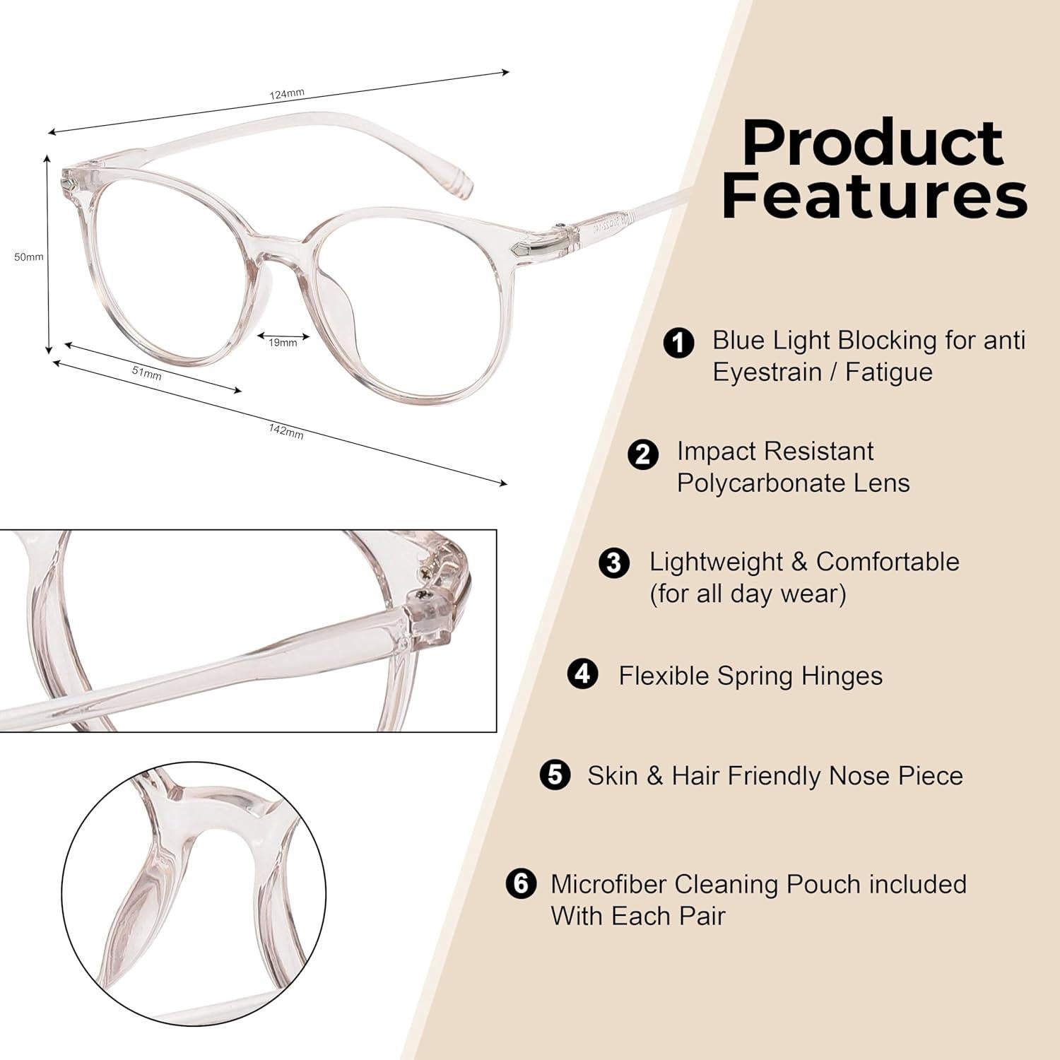 Gafas de luz azul OWL con lentes claros UV400 - Paquete de 3