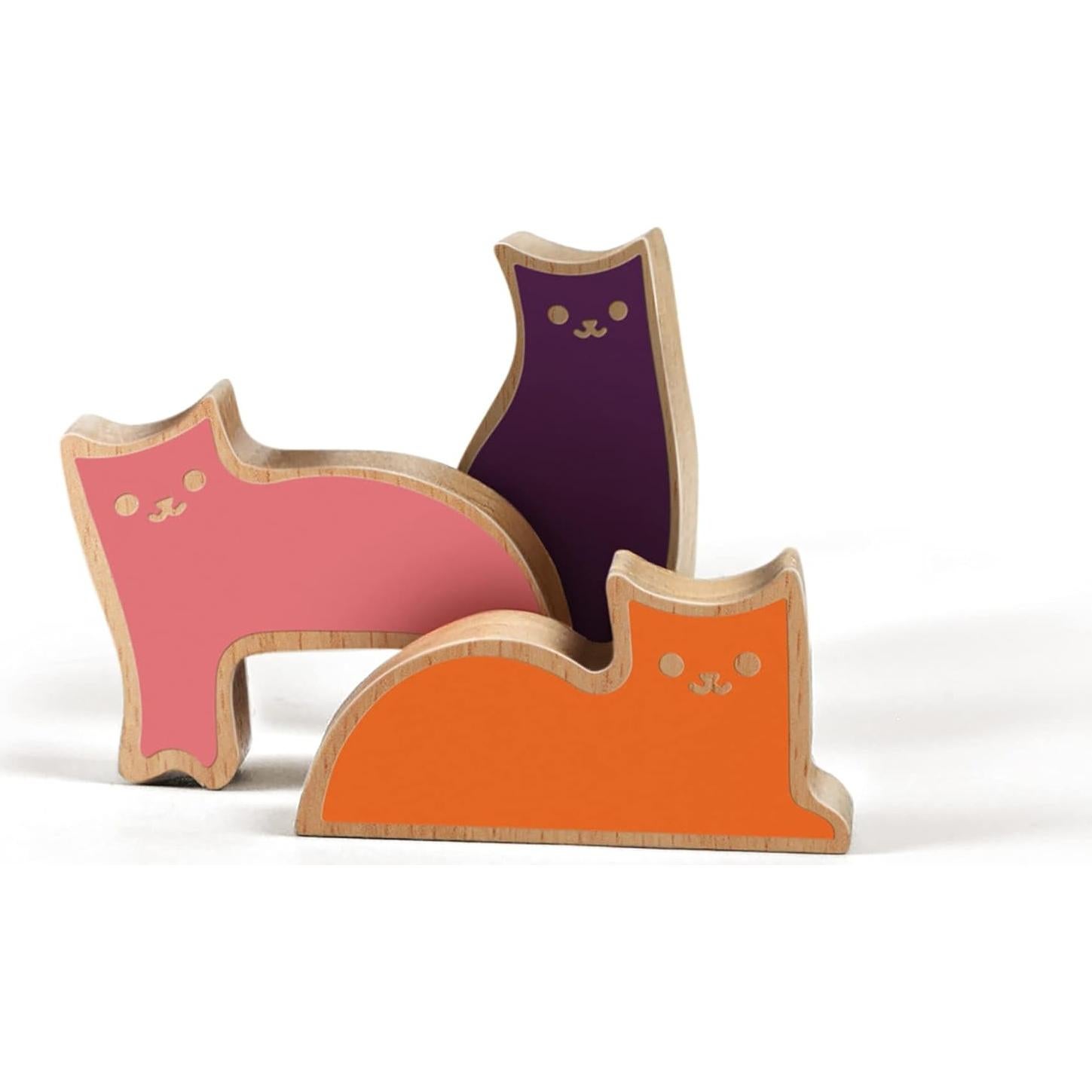 Juego de Equilibrio de Madera Loca de los Gatos Fred - 15 Gatos