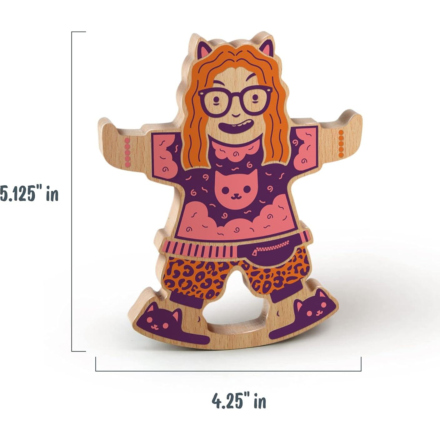 Juego de Equilibrio de Madera Loca de los Gatos Fred - 15 Gatos