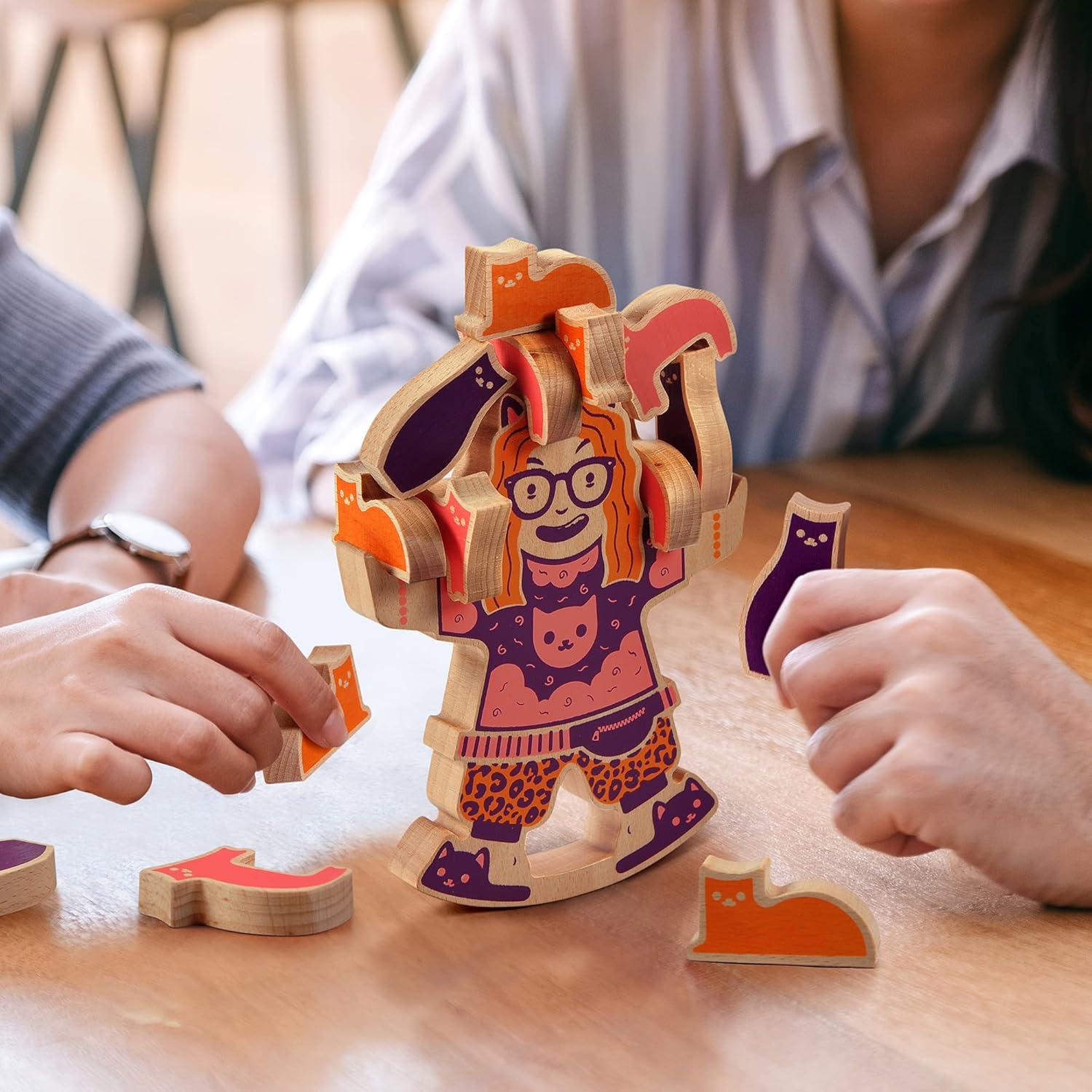 Juego de Equilibrio de Madera Loca de los Gatos Fred - 15 Gatos