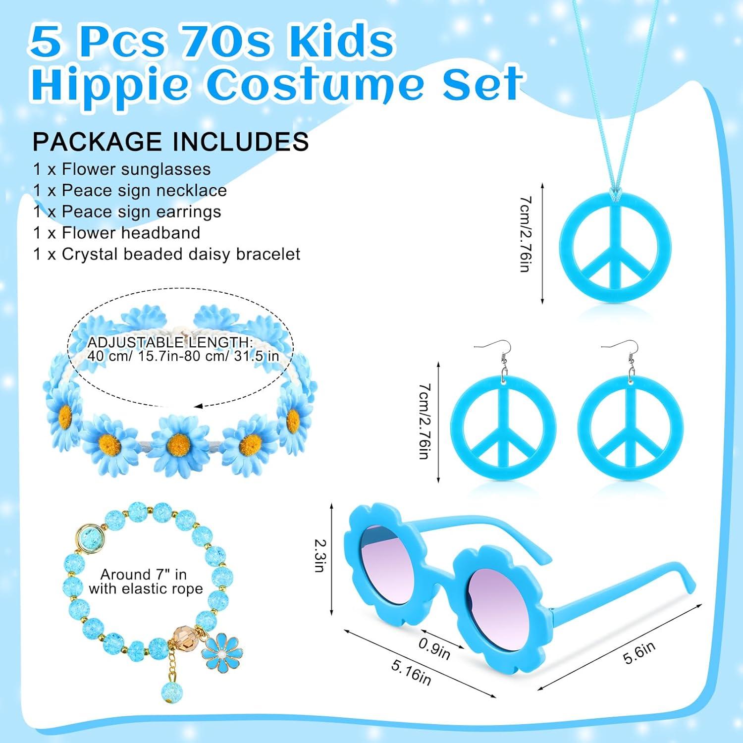 Accesorios de Disfraz Hippie Tondiamo para Niños 5 Pcs