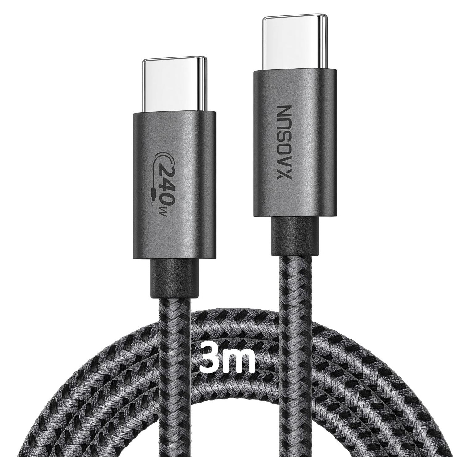 Cable USB-C a USB-C XAOSUN 240W 3.05m Carga Rápida