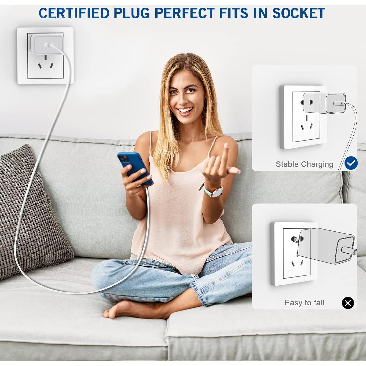 Cargador Rápido 20W USB-C MFi para iPhone con Cable 1m