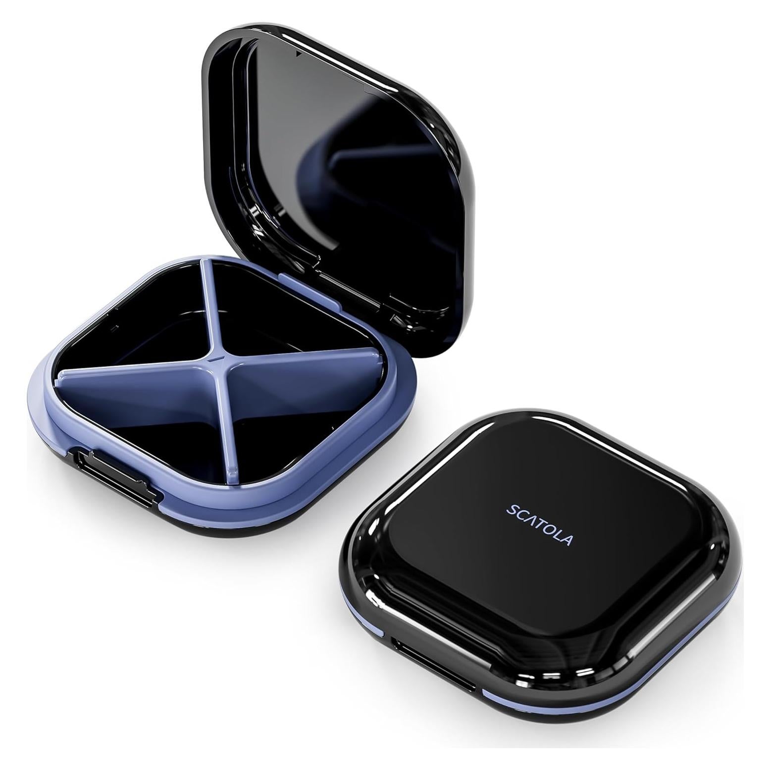 Estuche Organizador de Pastillas ONTERATE Negro 4 Compartimentos