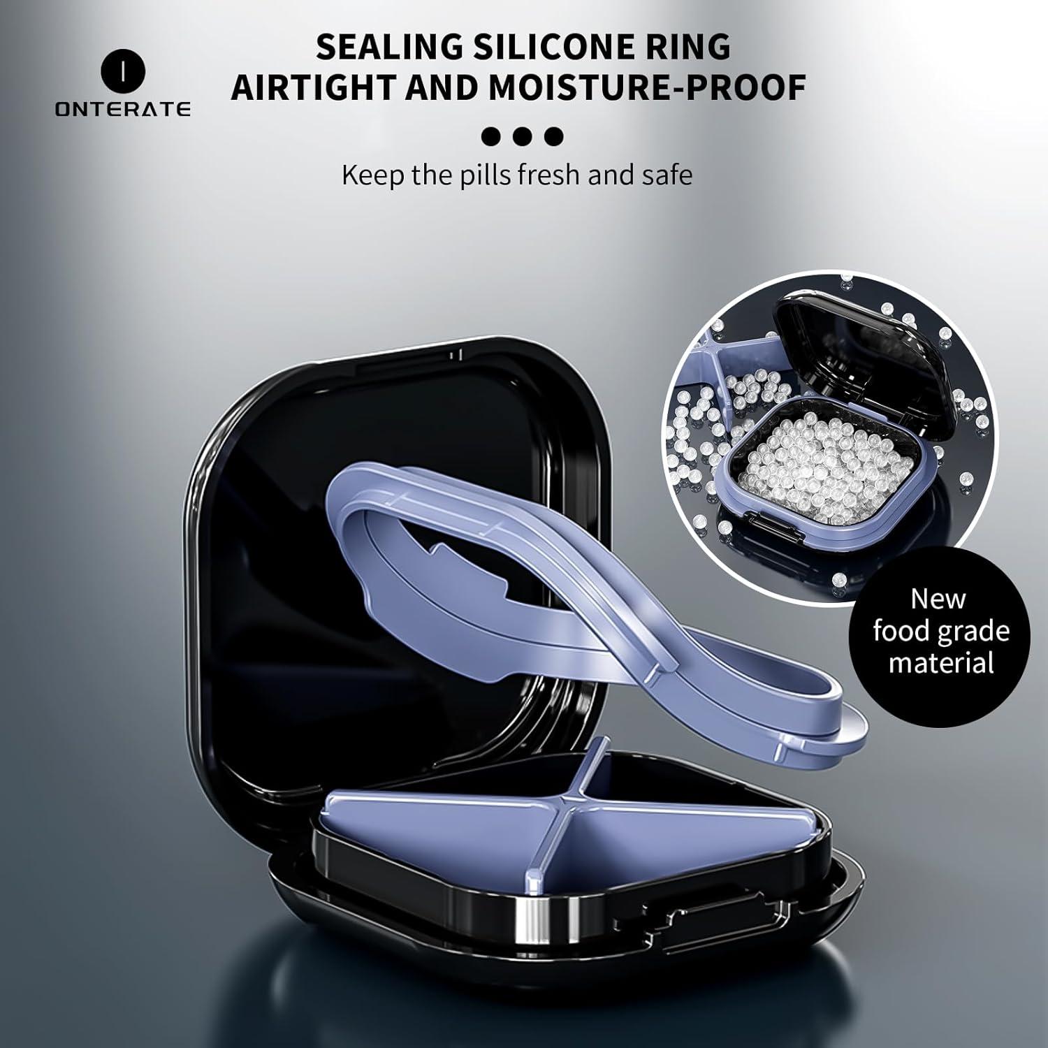 Estuche Organizador de Pastillas ONTERATE Negro 4 Compartimentos