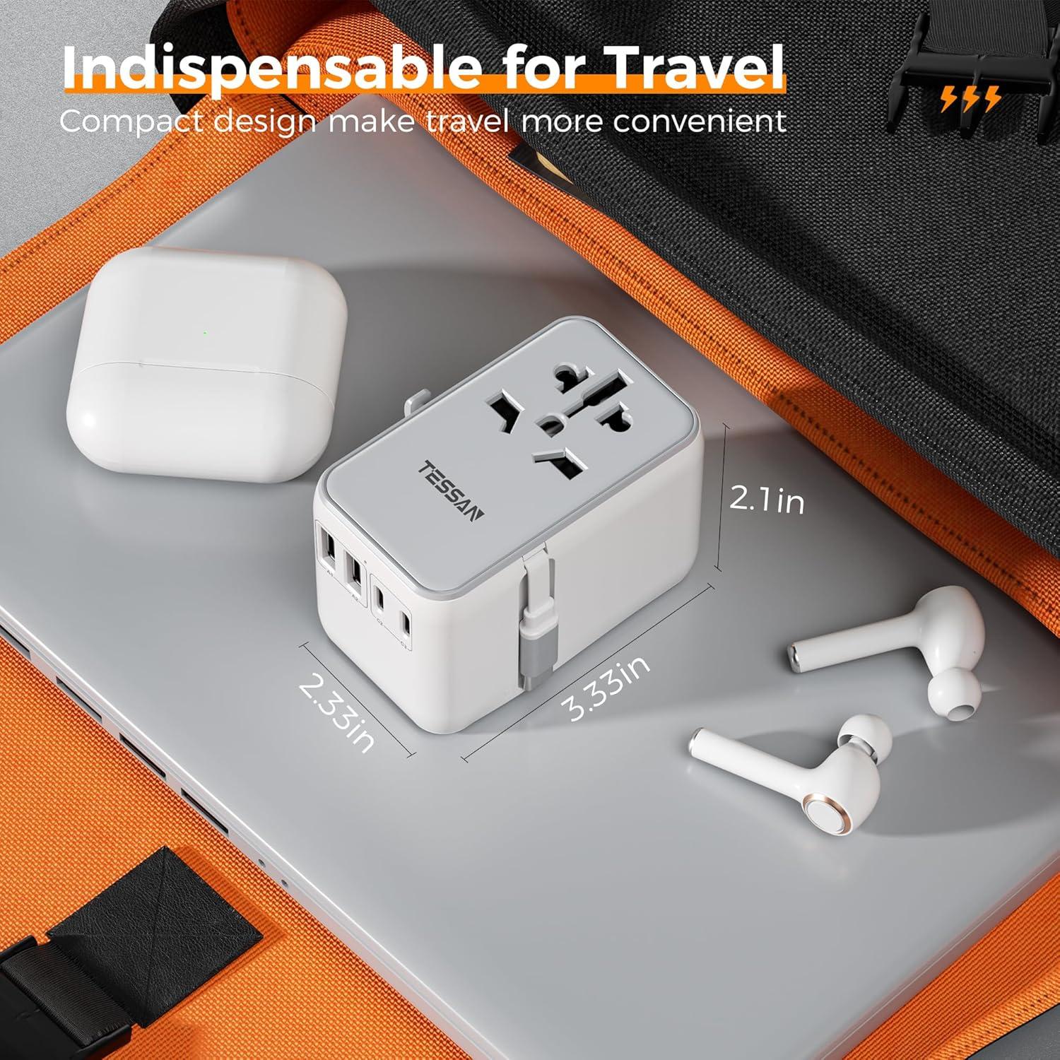 Adaptador de Viaje Universal TESSAN 35W con 6 Puertos USB