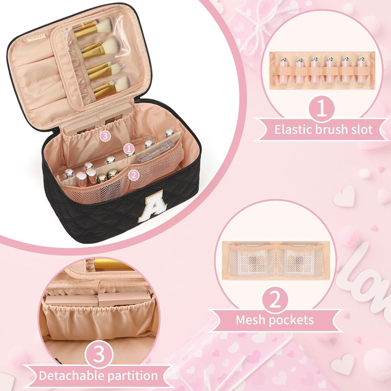 Bolsa de Maquillaje Negra OCHEAL con Soporte para Brochas