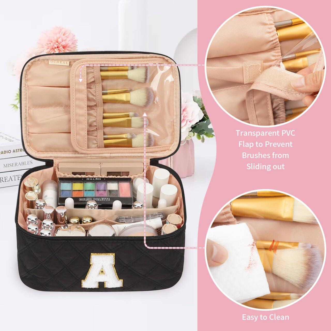 Bolsa de Maquillaje Negra OCHEAL con Soporte para Brochas