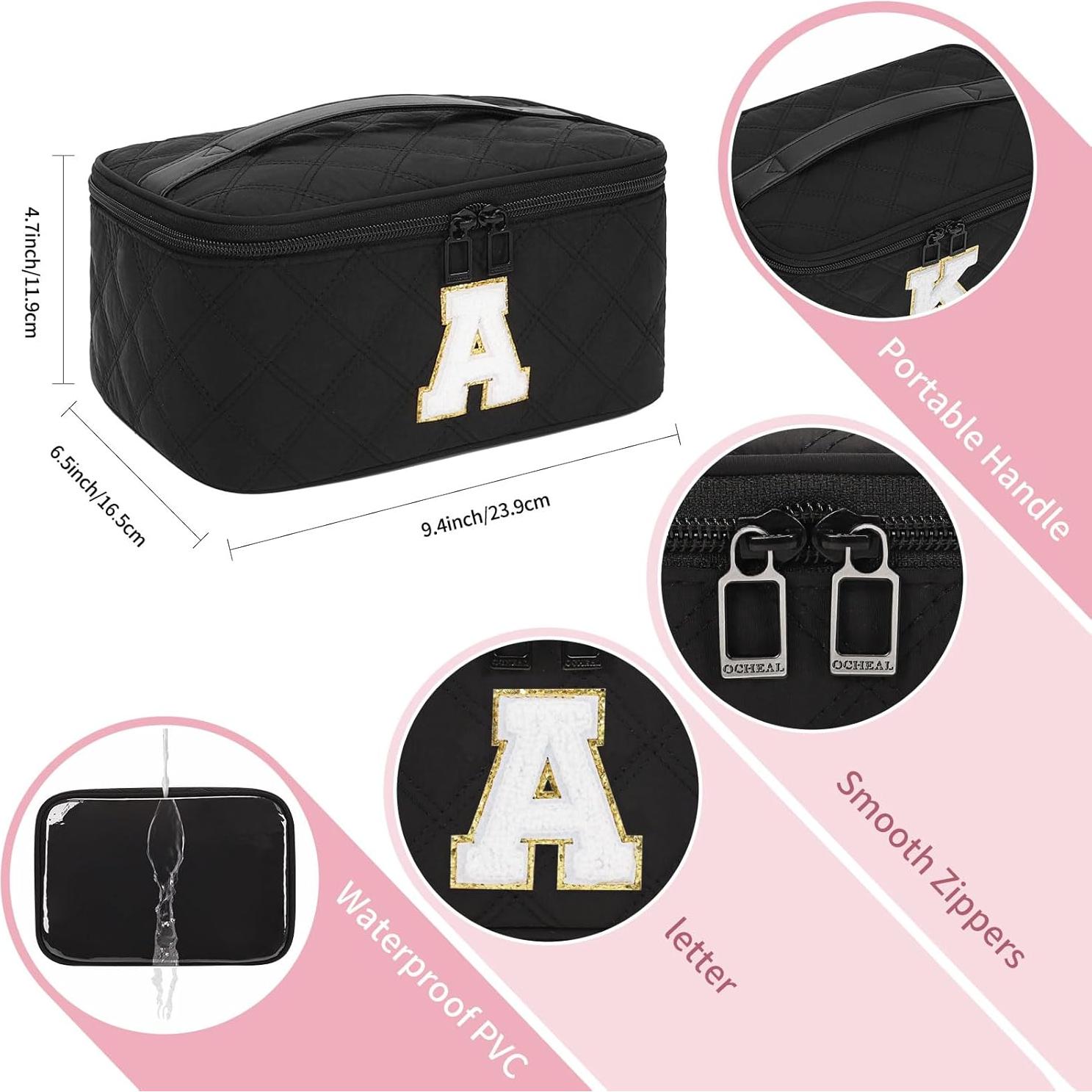 Bolsa de Maquillaje Negra OCHEAL con Soporte para Brochas