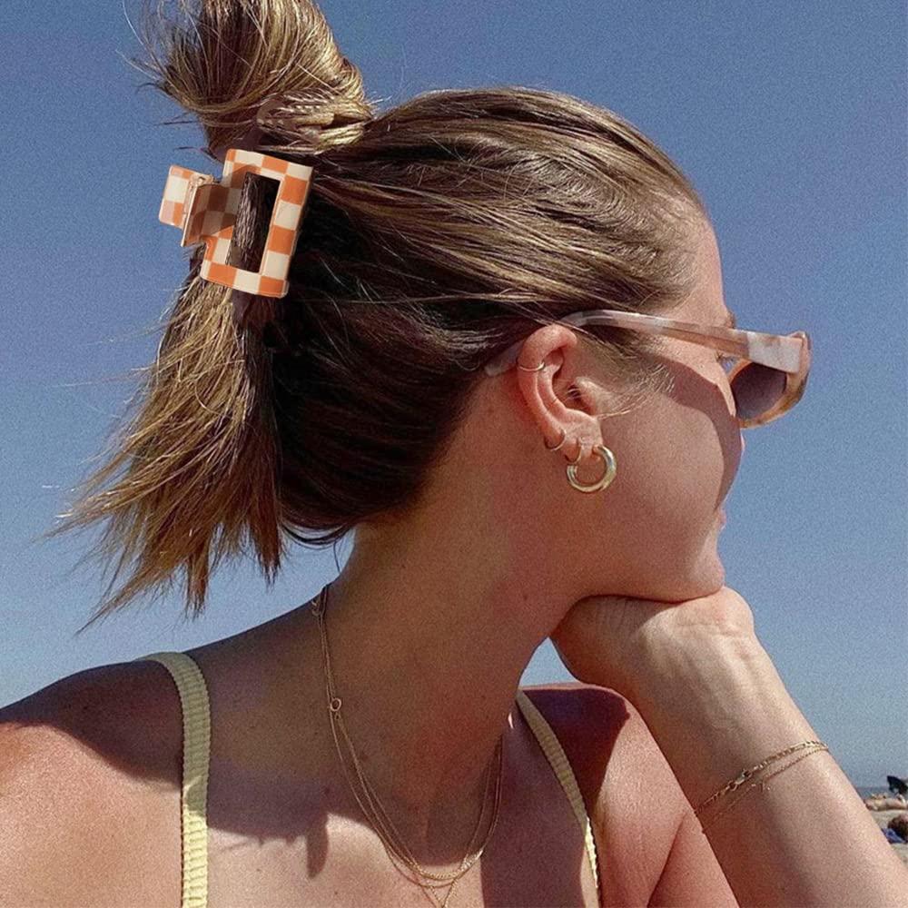 Paquete de 4 Clips de Garra Ahoney a Cuadros para Cabello Fino - 5.08 cm