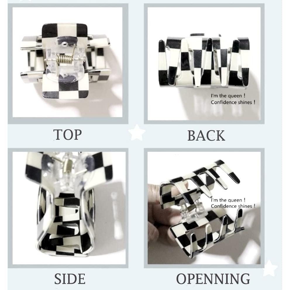 Paquete de 4 Clips de Garra Ahoney a Cuadros para Cabello Fino - 5.08 cm