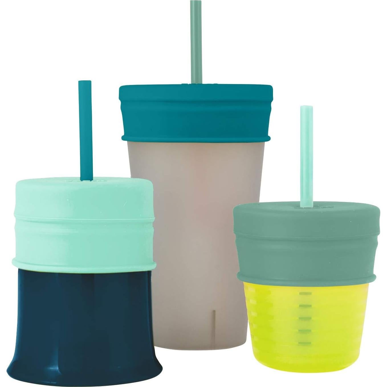 Tapa y Popotes de Silicona Boon Snug - 6 Piezas - Verde