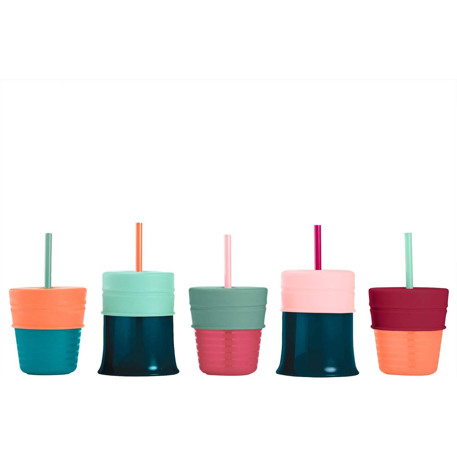 Tapa y Popotes de Silicona Boon Snug - 6 Piezas - Verde