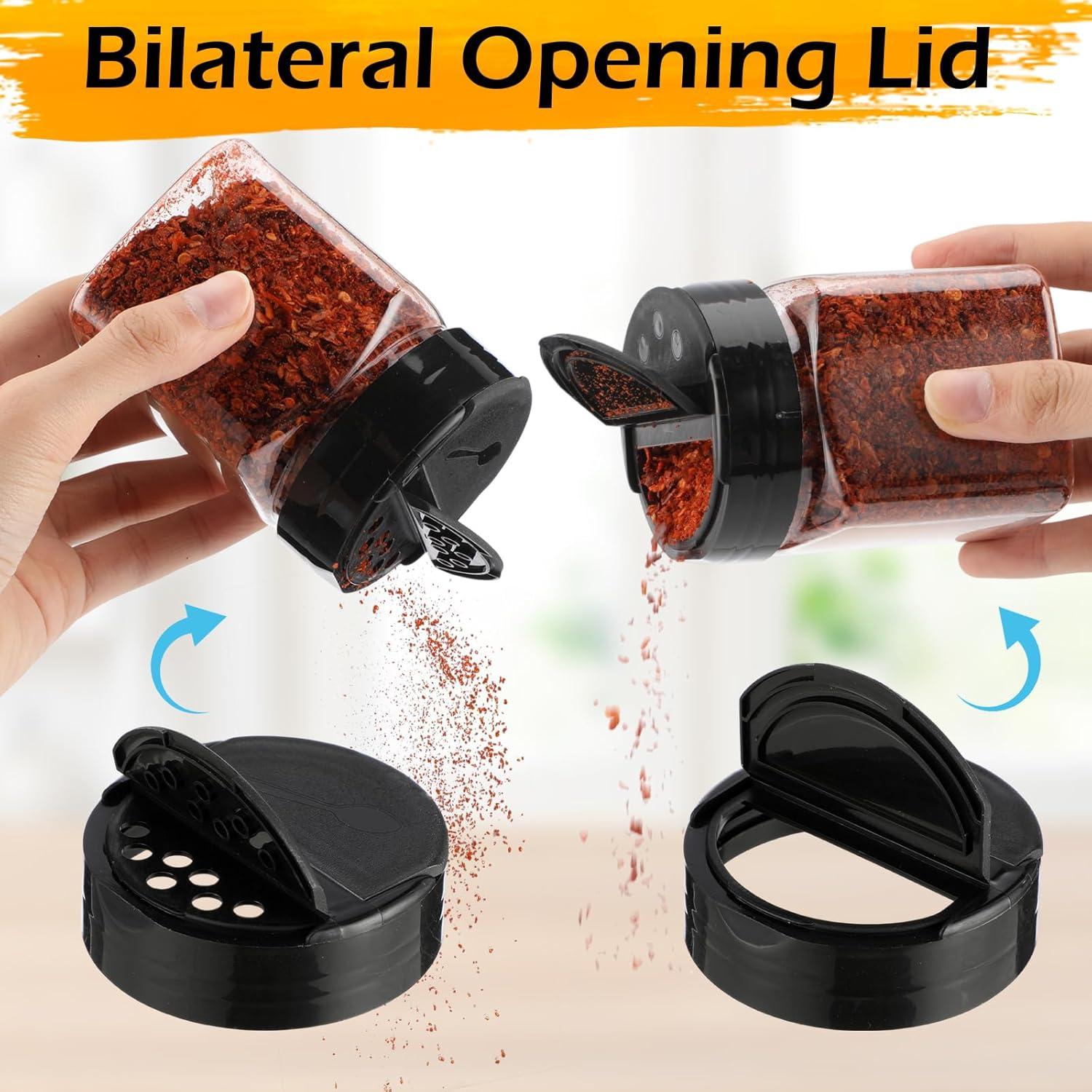 Paquete de 30 tarros de especias plásticos 180 ml con tapa flip